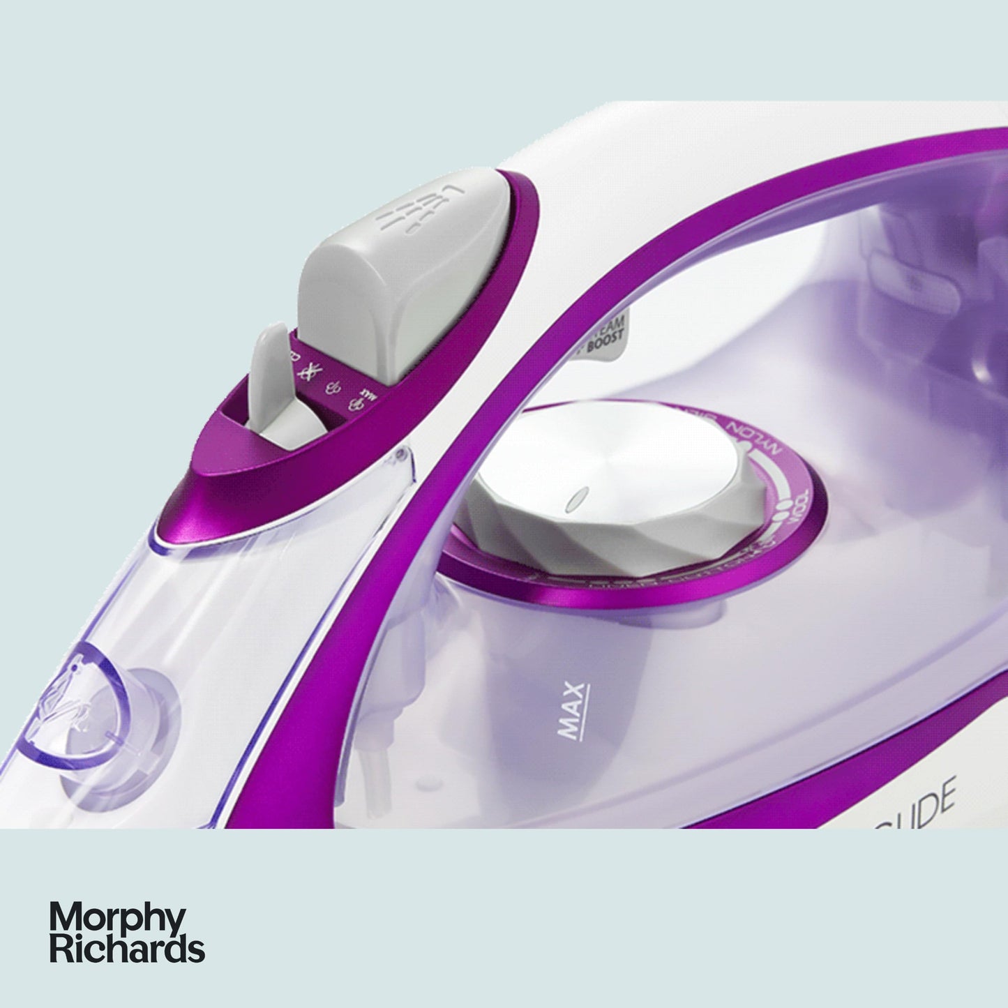 Morphy Richards 302000 Turbo Glide Steam Iron, 3 m Cable, 150 g Steam Shot, Auto Shut Off, 2800 W,Purple