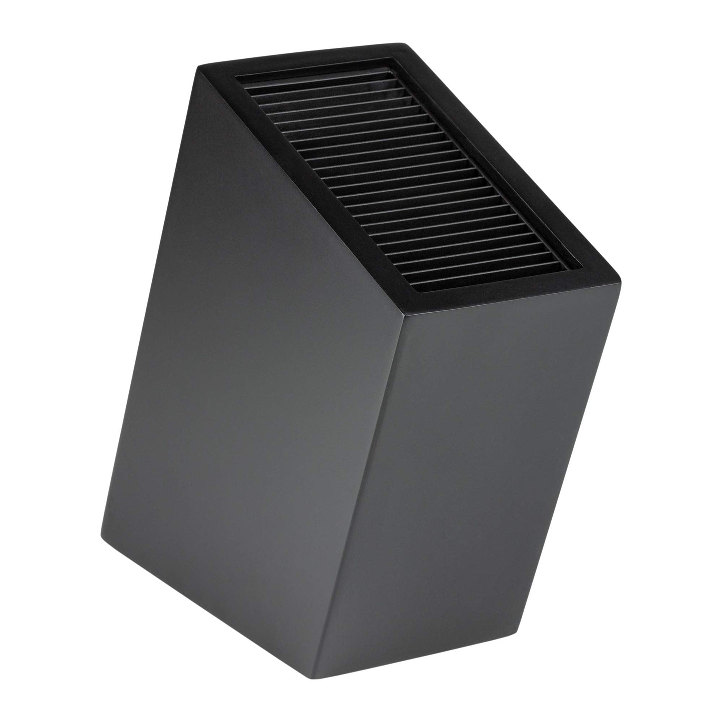 Rockingham Forge Sloping Matt Black Universal Knife Block, 20 Slots for Knives up to 20cm Blade Length, 27cm Single