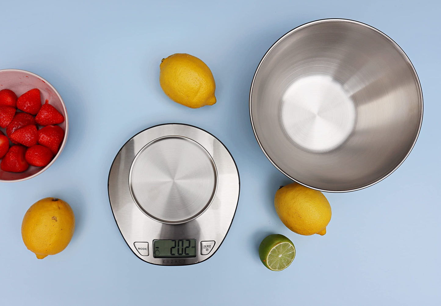 Exzact Electronic Kitchen Scale with a Mixing Bowl Stainless Steel -Digital Baking Scale - Food Scale - Support Imperial and Metric Switch - Capacity Max 5kgs Ex4350