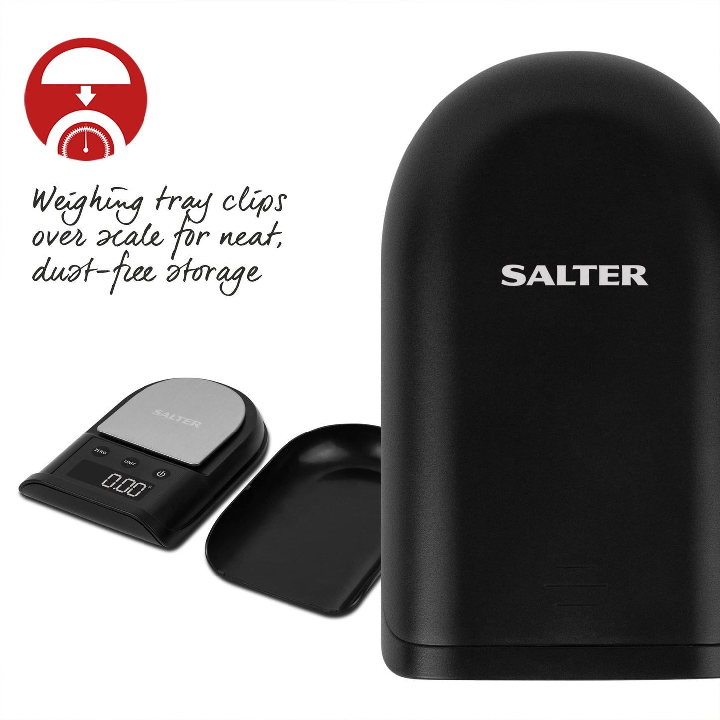 Salter 1360 BKDR Mini Digital Kitchen Scale - Precision 0.01g Increments, Electronic Baking Scale, 300g Capacity, Compact, Portable, Weigh Food & Yeast, Delicate Jewellery, Spices, Coins, Easy Read Pocket Digital Precision Scale