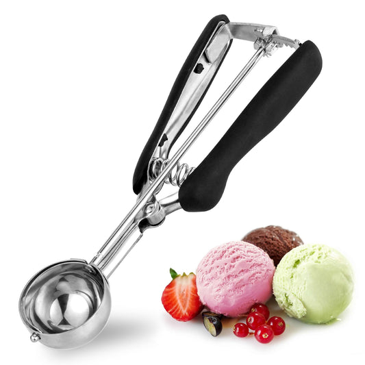 Ice Cream Scoop 2 Tbsp / 4,4cm, TJ POP Stainless Steel Cookie Scoop 30ml with Easy Trigger Release Good Grips for Mashed Potato, Meatballs, Mellon Balls and Cookie 44mm