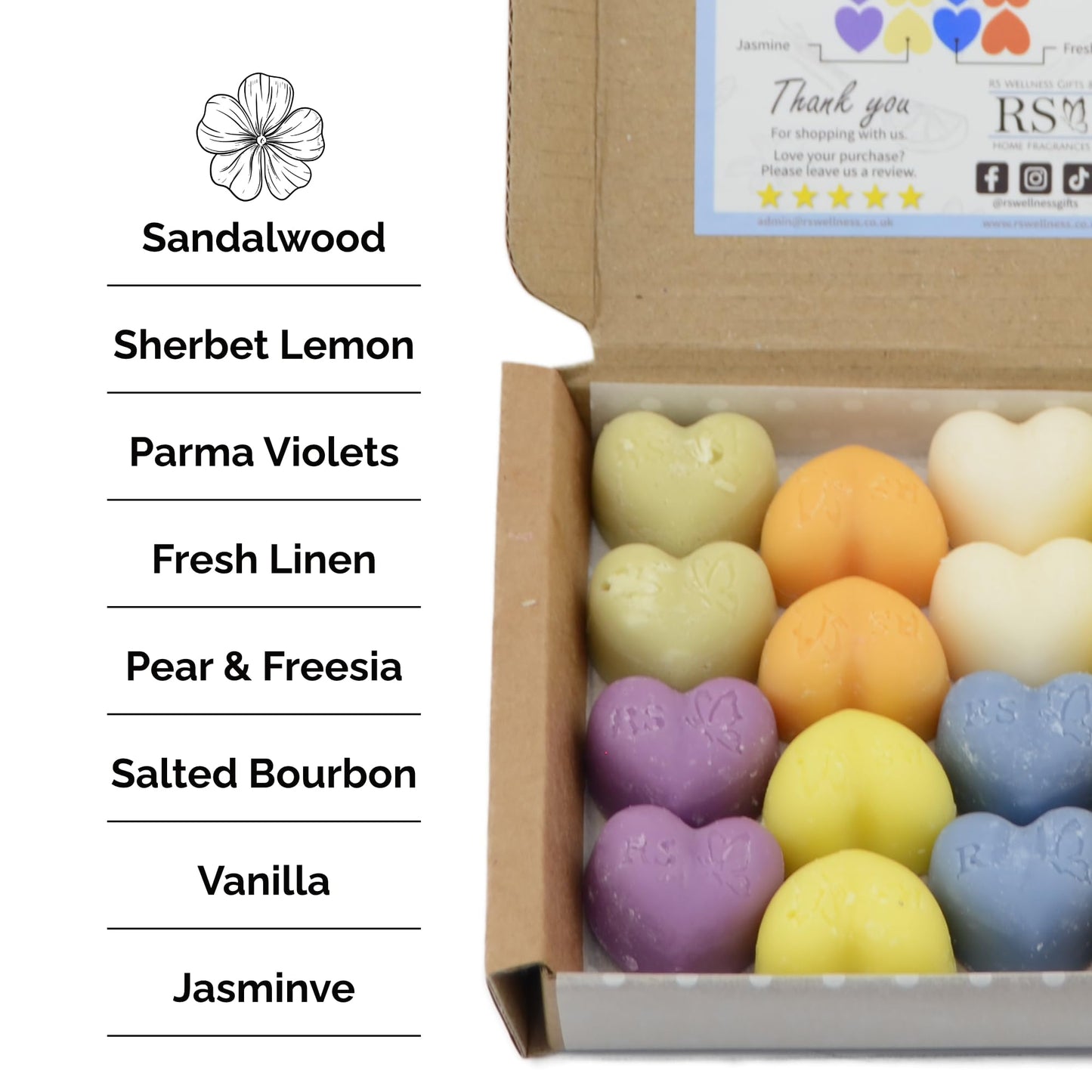 RS Wellness Mixed Scents Highly Scented Wax Melts - 16 Wax Melt Gift Set - Handmade Home Fragrance - Vegan & Pet Friendly - Luxury Candle Alternative - Highly Scented Candle Gifts For Women