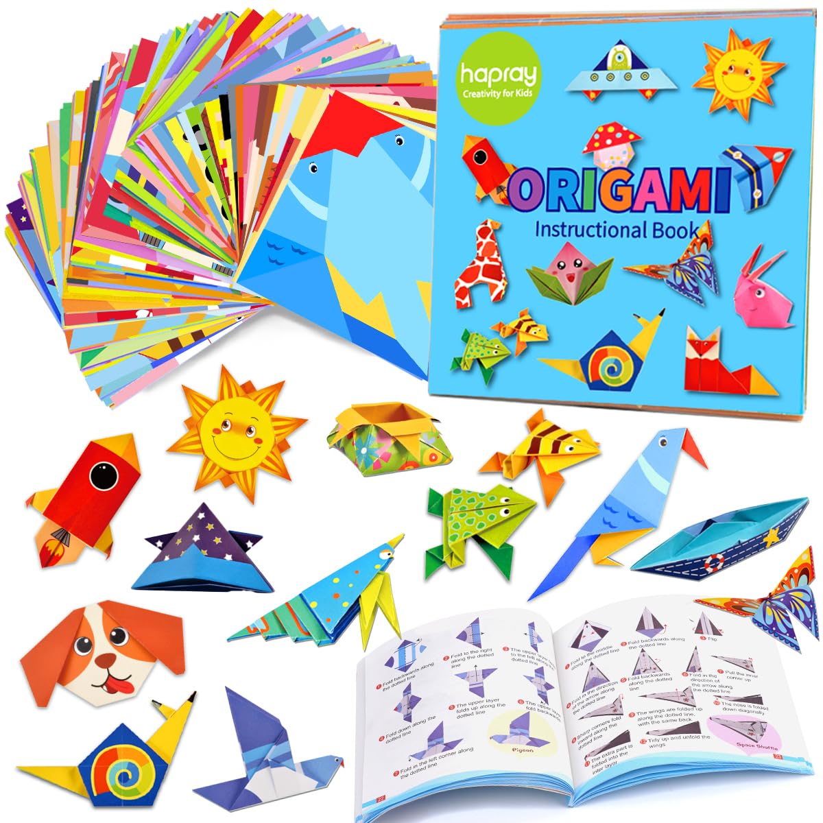 hapray Origami Kit for Kids Ages 6-12 10 Year Olds, with Guiding Book, 98 Sheets Paper with 47 Patterns, DIY Art and Craft Projects Activity, Beginners Children's Day Gift Childs Boys Girls 98 Sheets (47Patterns*2)