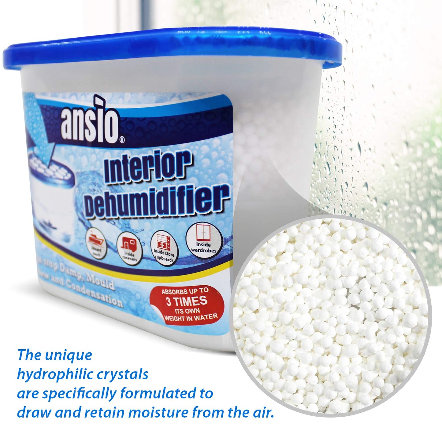 ANSIO Dehumidifier 500ml Pack of 20 Condensation Remover Moisture Absorber Dehumidifiers for Damp, Mould, Moisture in Home, Kitchen, Wardrobe, Bedroom, Caravan, Office, Garage, Bathroom, Basement