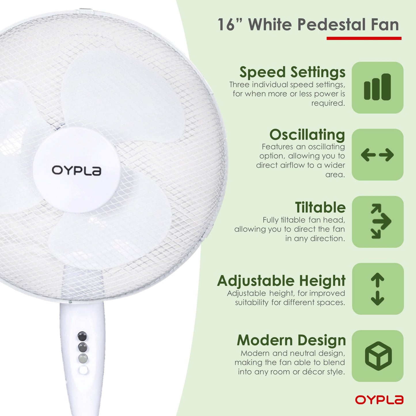 Oypla Electrical 16" Oscillating Pedestal Electric Cooling Fan