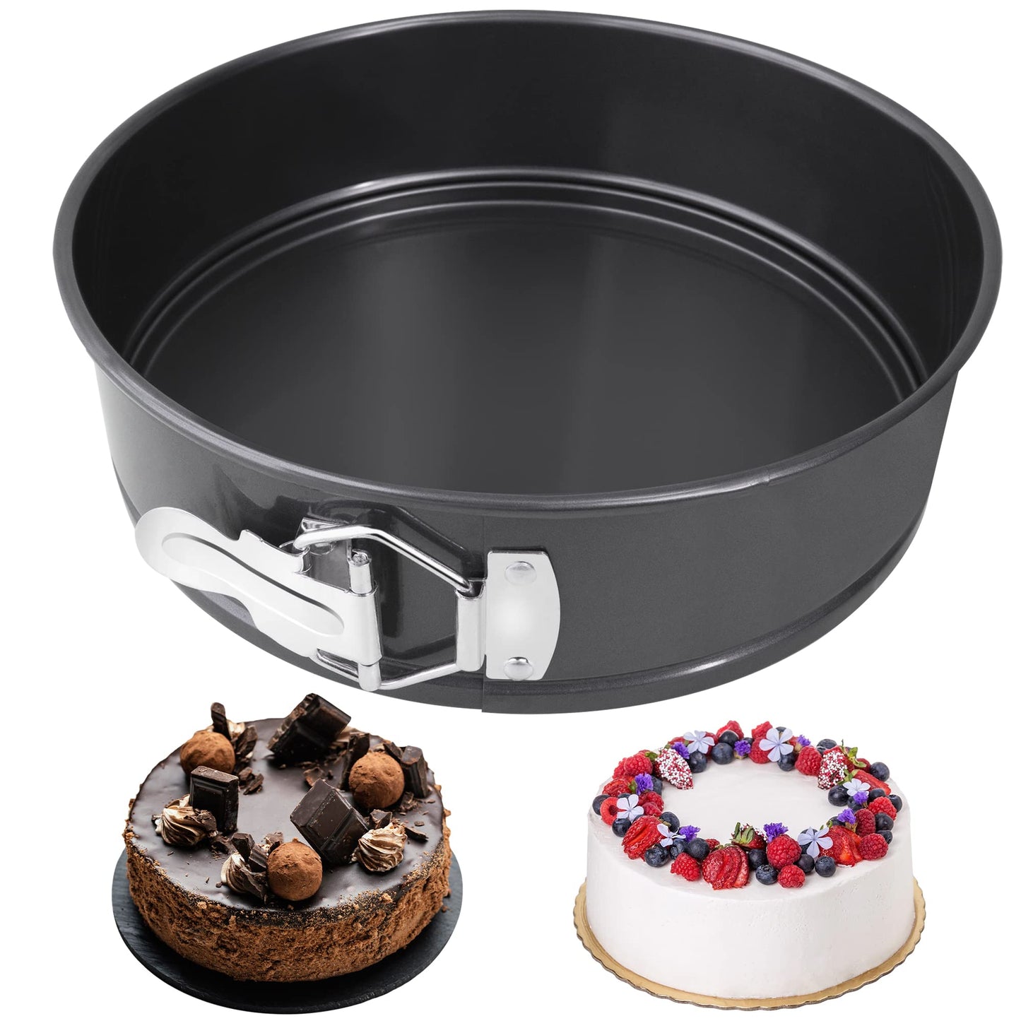 Grilzy Cake Tin - 8 Inch Cake Tins for Baking, 20cm Springform Cake Tins for Cheesecake, Non-Stick Baking Tins Round Cake Pan, Bake Ware Round Cake Tin for Restaurants, Home and Kitchen 20 cm