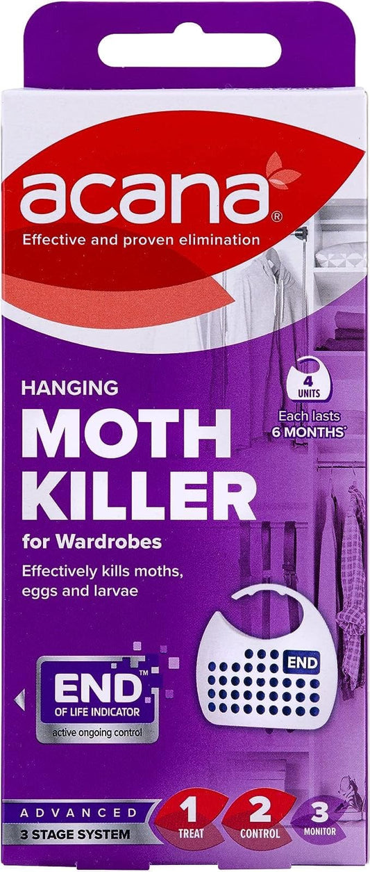 2x Acana 2675-1 Hanging Moth Killer and Lavender Freshener - White (Pack of 4)