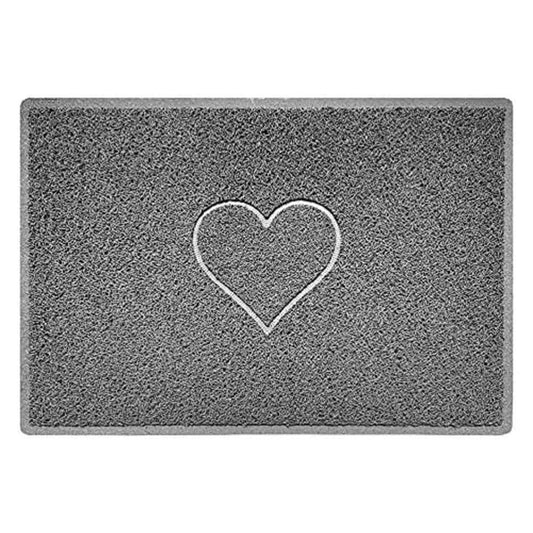 Nicoman Heart Embossed Shape Entrance Door Mat Dirt-Trapper Washable Barrier Doormat Indoor or Outdoor - (Large, Grey, 90 x 60cm) HEART - Use Indoor or Sheltered Outdoor Large (90x60cm) Gray