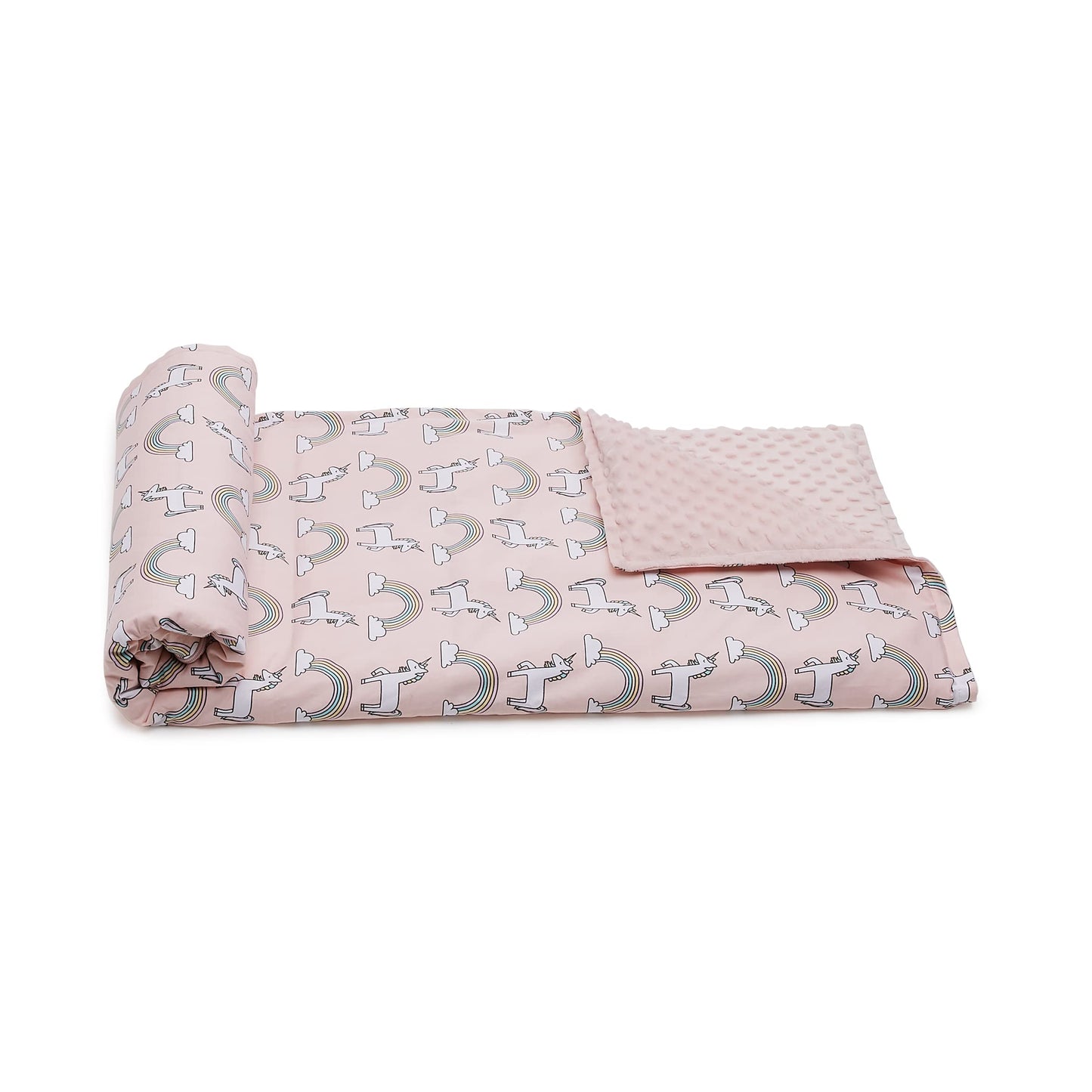 Amazon Basics Kids’ Cotton Weighted Blanket and Micromink Cover - 1.3 kg, 91.4 cm x 121 cm, Pink/Unicorn 1.3 kg blanket w/cover