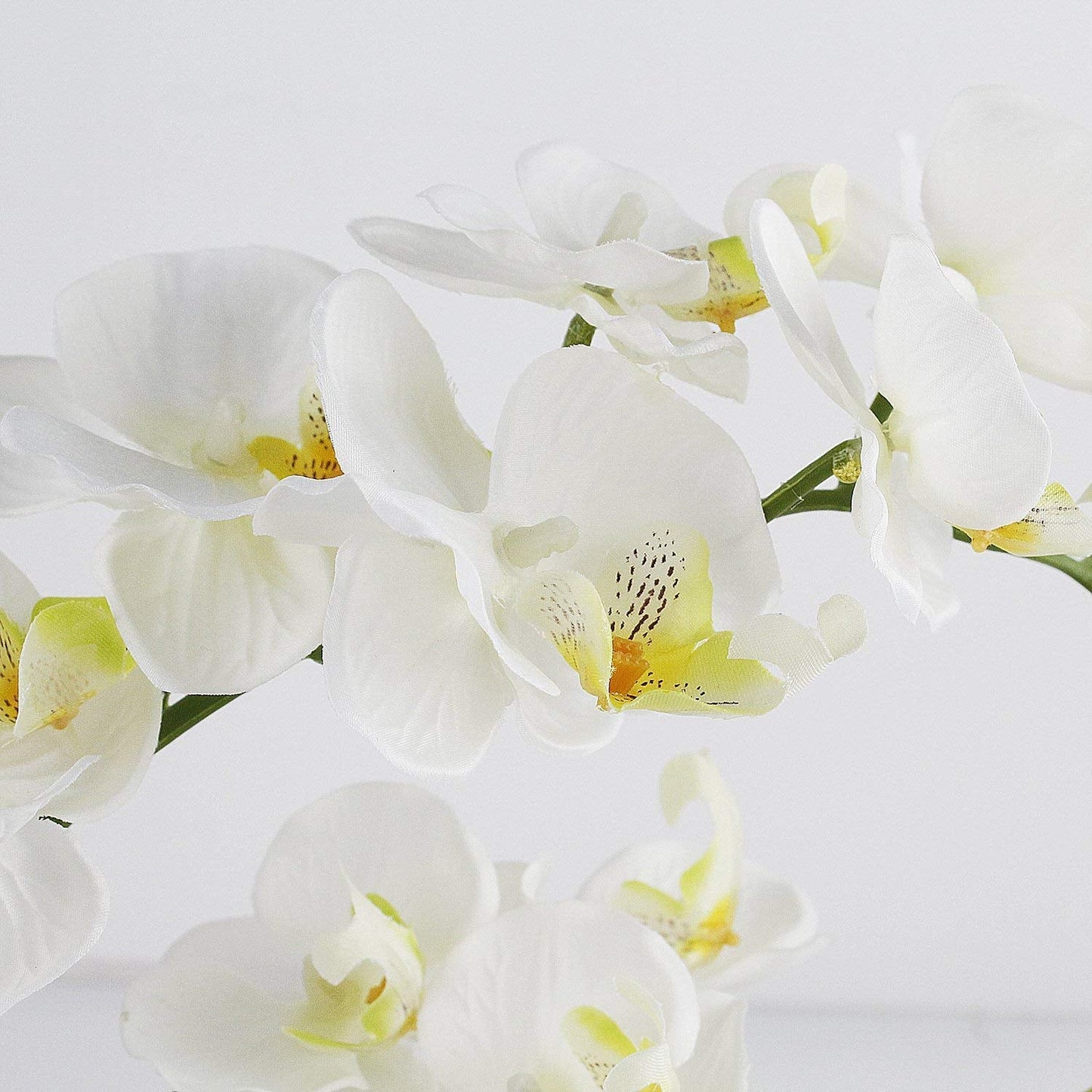 White Orchid Artificial Flowers Fake Indoor Faux Arrangements with Porcelain Vase Silk Plant in Pot That Look Real Table Centerpiece Bathroom Ornaments White Orchid