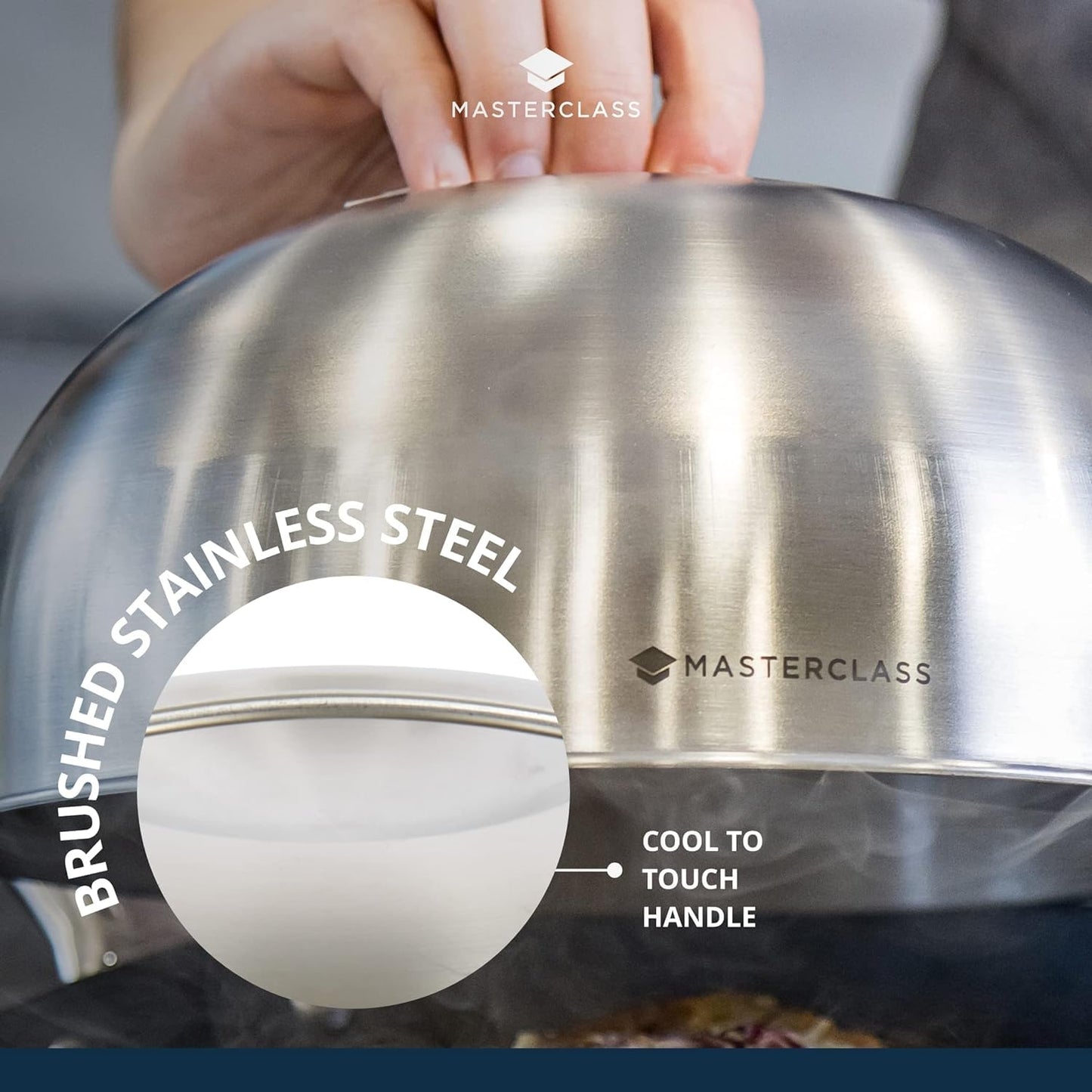 MasterClass Melting Dome and Burger Cover, Burger Steamer, Cheese Melter, Stainless Steel, 22.5 x 12 x 16 cm, Silver Single