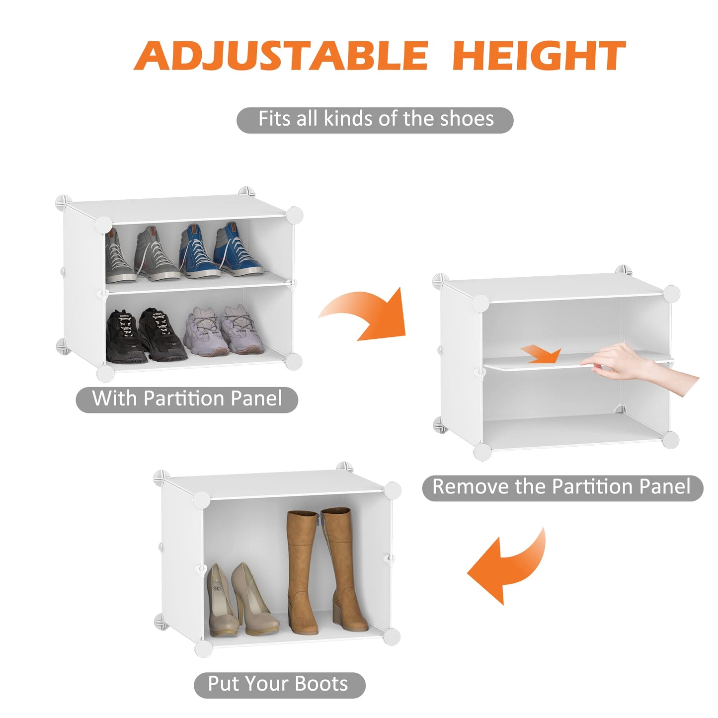 HOMIDEC Shoe Storage, Oversized 2 x 5 Tier Shoe Rack, shoe box for 20 Pair Shoes, Multifunctional Dust-proof Shoe Storage Cabinet for All Kinds of Shoes, Books, Toys and Clothing White Medium