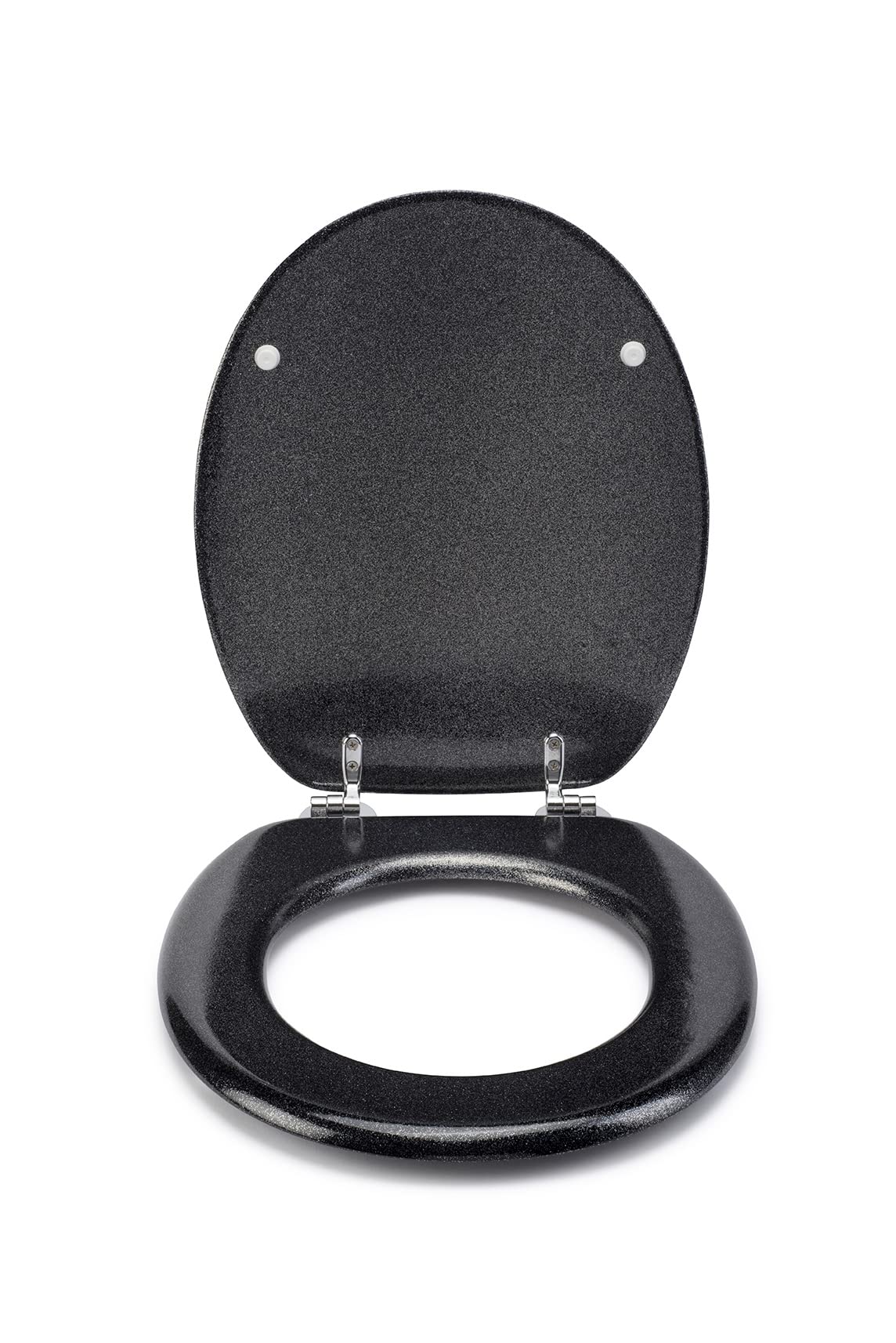 Croydex Black Quartz Flexi-Fix Toilet Seat, Black Toilet Seat Glitter Quartz Finish, Flexi-Fix Never Slips Grip Pad Technology, Adjustable Hinges, Top & Bottom Fix, All Fittings Included 44.5x38x6cm Quartz Black