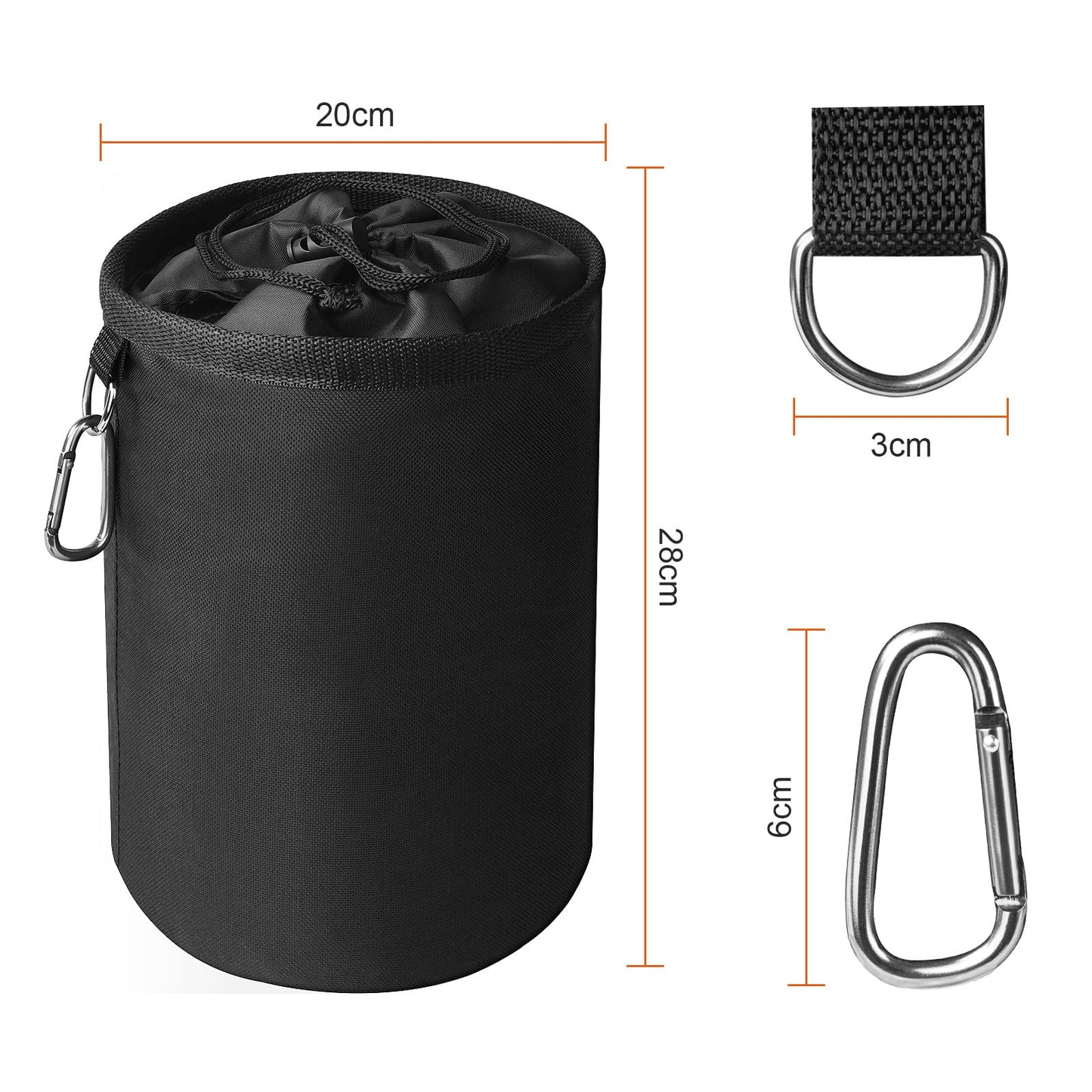 Vicloon Peg Bag, Black Large Peg Bag with Closing Cord and Hanging Snap Hook, Peg Bag for Laundry Clothes Pegs, Indoor Outdoor Pegs Organizer Storage Use