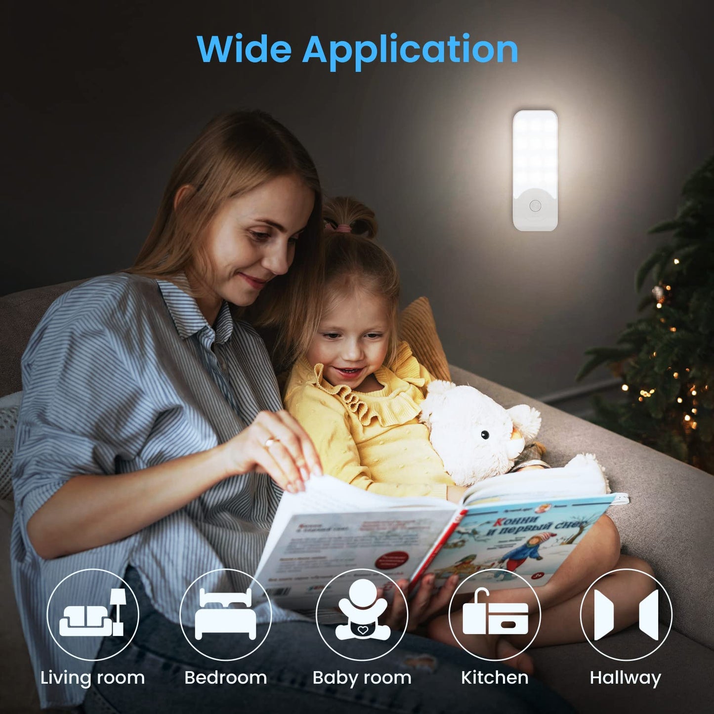 Motion Sensor Lights Indoor[2 Packs], USB Rechargeable Night Light Cupboard Lights with 3 Modes, Stick-on Night Lights with Magnetic Strips for Wardrobes Cabinet, Bedrooms, Stairs, Hallway, Kitchen 2Packs