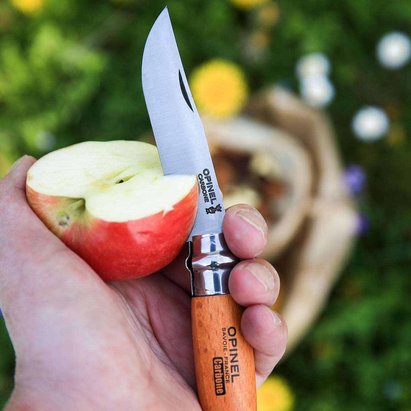 Opinel Lock Knife Carbon No.7 - Beech Wood Handle