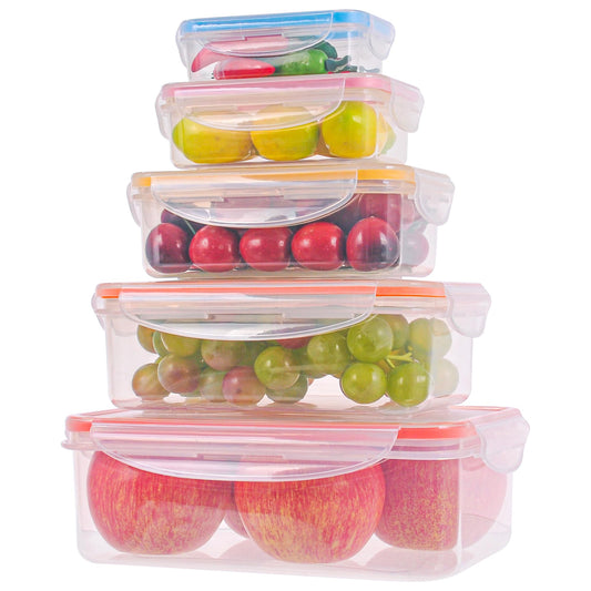 10 Pcs Food Storage Containers-Stackable Kitchen Bowls sets-BPA Free Leak Proof Plastic Food Storage Containers with Lids Airtight-Microwave Freezer Safe Lunch Boxes ,5 Meal Prep Containers & 5 Lids 10 PCS