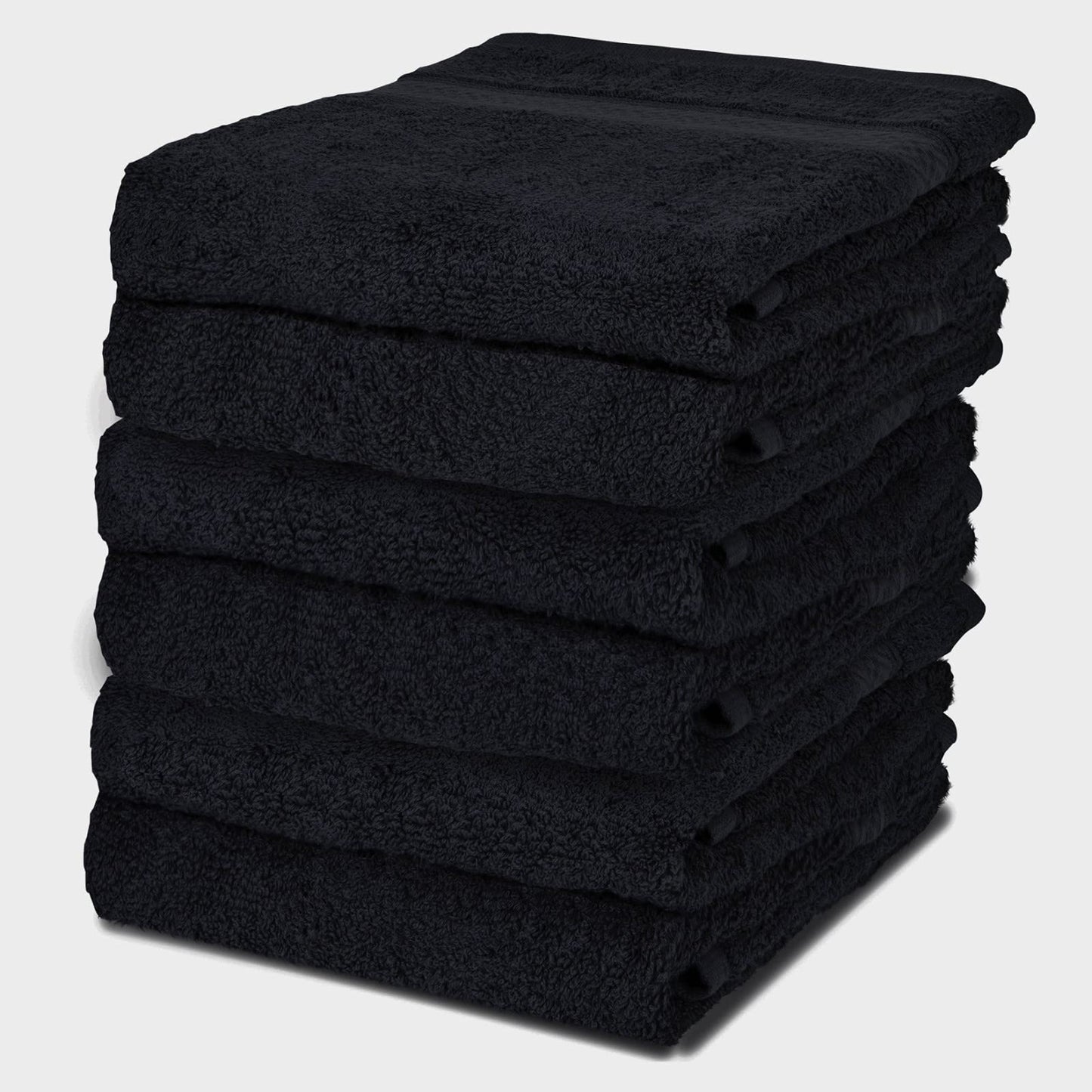 IBIMZA Hand Towel - Soft & Super Absorbent Black Hand Towels for bathroom, Ring Spun Quick Dry Egyptian Cotton Hand Towel Set of 6 Bathroom Hand Towels Black - (40 x 70 cm)