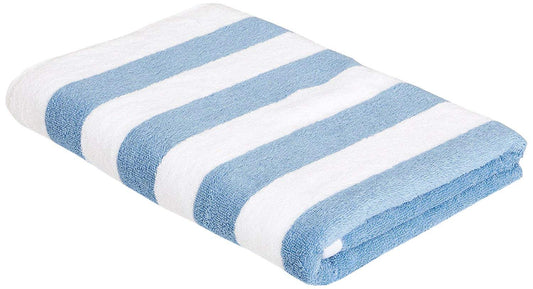 Amazon Basics Cabana Stripe Pack of 1 Beach Towel, Sky Blue, 152.4 cm x 76.2 cm