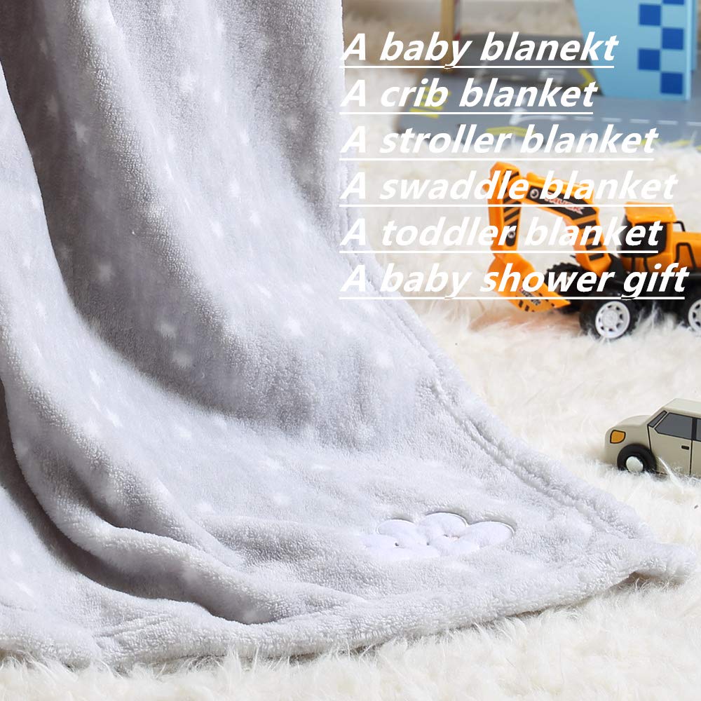 CREVENT Small Fluffy Warm Baby Throw Blanket for Boy and girl Infant Toddler Crib Cot Stroller (75cmX100cm Grey Cloud)