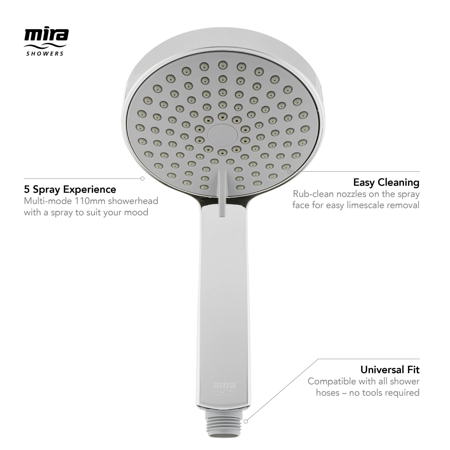 Mira Showers Citrus Shower Head 5 Spray Shower Head 110mm Chrome 2.1957.001