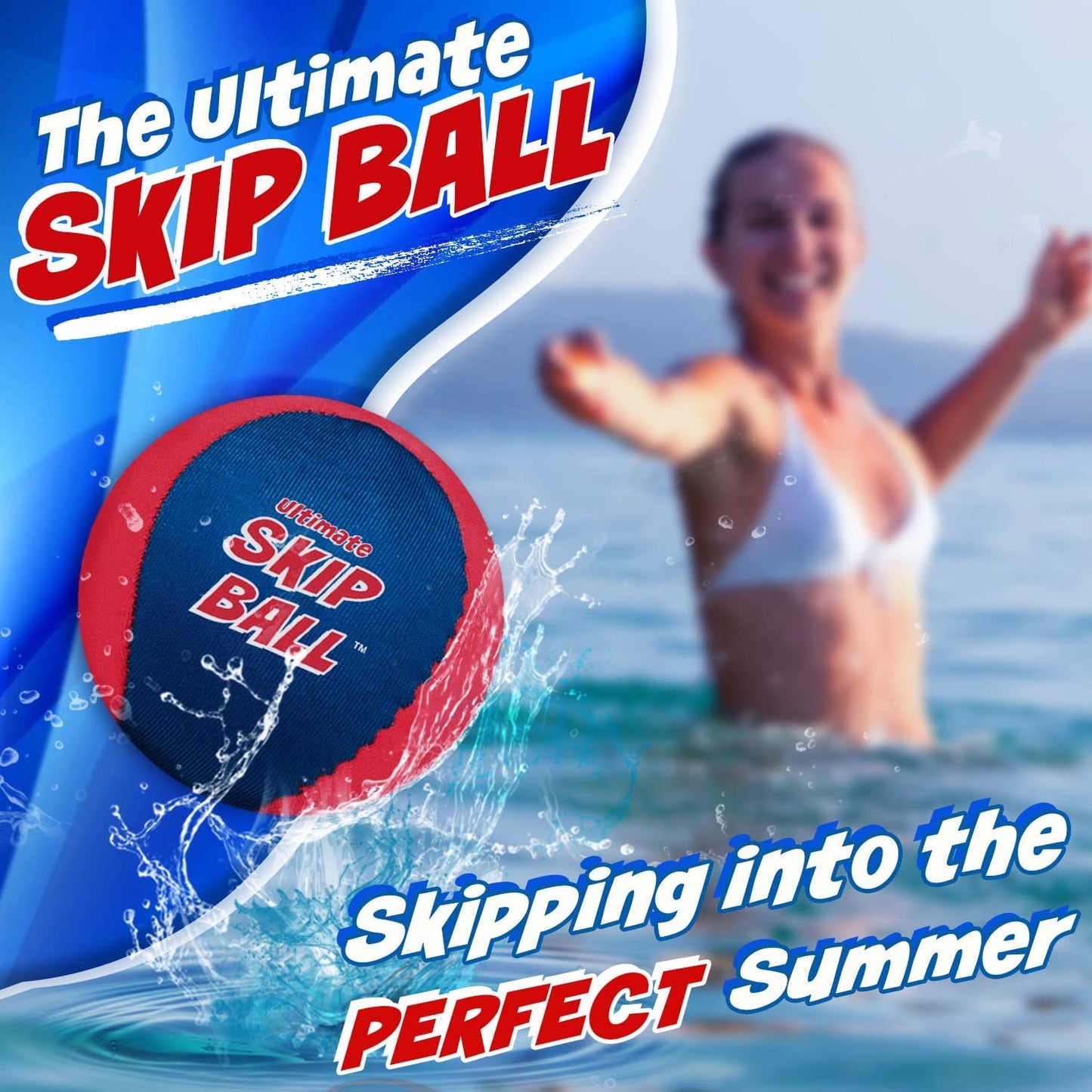 Activ Life The Ultimate Skip Ball – Water Bouncing Ball (2 Pack) Create Lasting Memories with your Friends & Family at the Beach, Lake or Pool - Great for all Ages Blue/Red