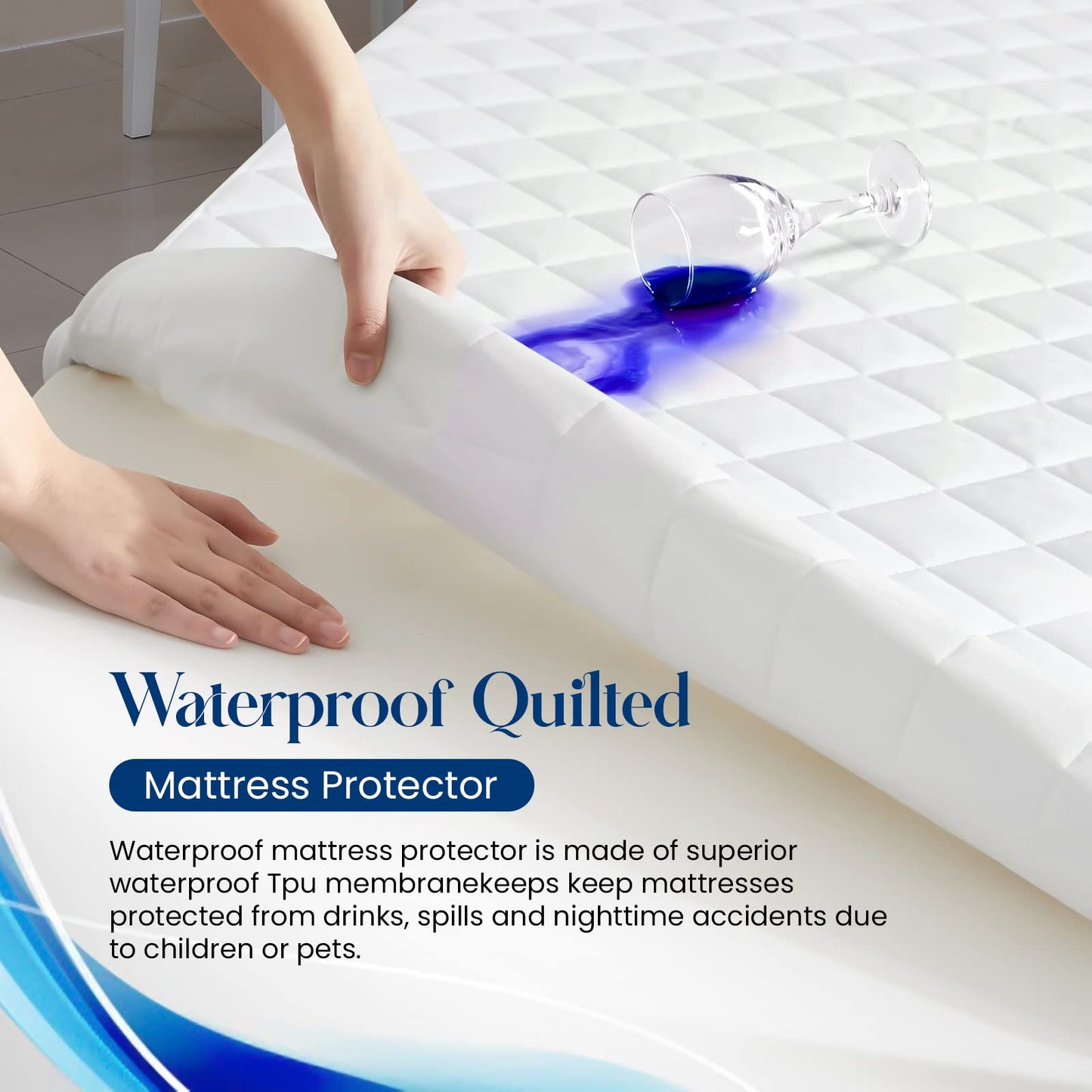 Sunshine Comforts Microfiber Quilted Waterproof Kingsize Mattress Protectors King Size - 30cm Deep Stretch Skirt King Size Mattress Protector Non-Noisy King Size Mattress Protector (150x190cm) White King - New Edition (Waterproof)