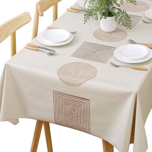 Plenmor Table Cloth Wipeable Tablecloth PVC Plastic Wipe Clean Waterproof Rectangular Table Cover Protector for Kitchen Picnic Outdoor Indoor (Geometric, 137x200 cm) Geometric