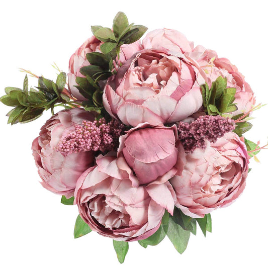 Veryhome Vintage Artificial Peony Silk Flowers Bouquets Wedding Decoration Home Table Kitchen Office Garden Bridal Greenery Plants (Cameo Brown Bud) Cameo Brown Bud