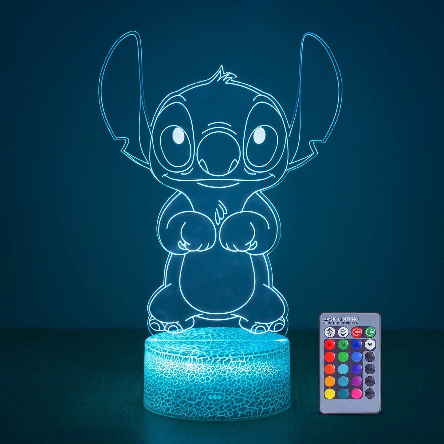 Hoofun 3D Illusion Stitch Night Light: Stitch Light with Remote Control and Smart Touch, Stitch Lamp Stitch Room Decor for Girls Birthday Christmas Stitch Gifts