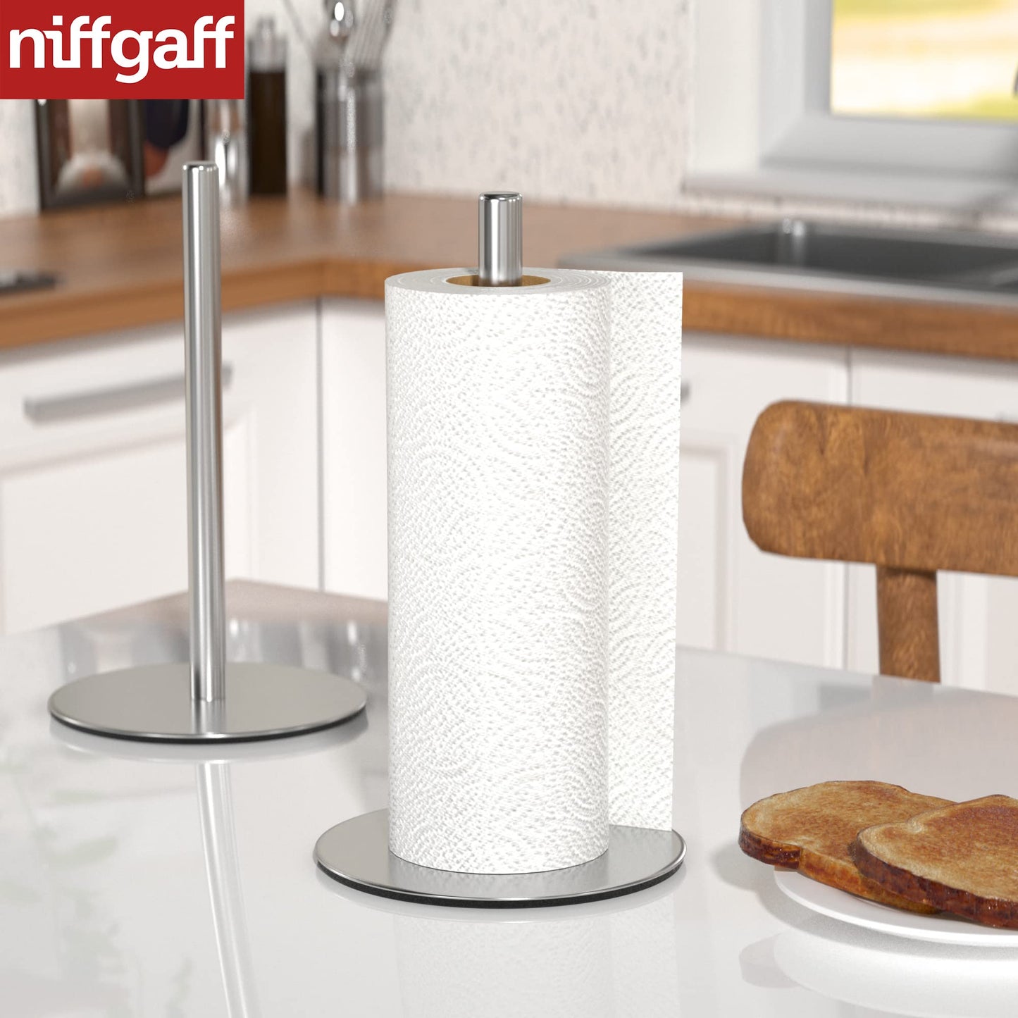 Kitchen Roll Holders Silver Free Standing Paper Towel Holder, Premium Stainless Steel Kitchen Towel Holder For Kitchen Rolls Organizer, Classic Fashion Kitchen Roll Dispenser Suit For Any Kitchen