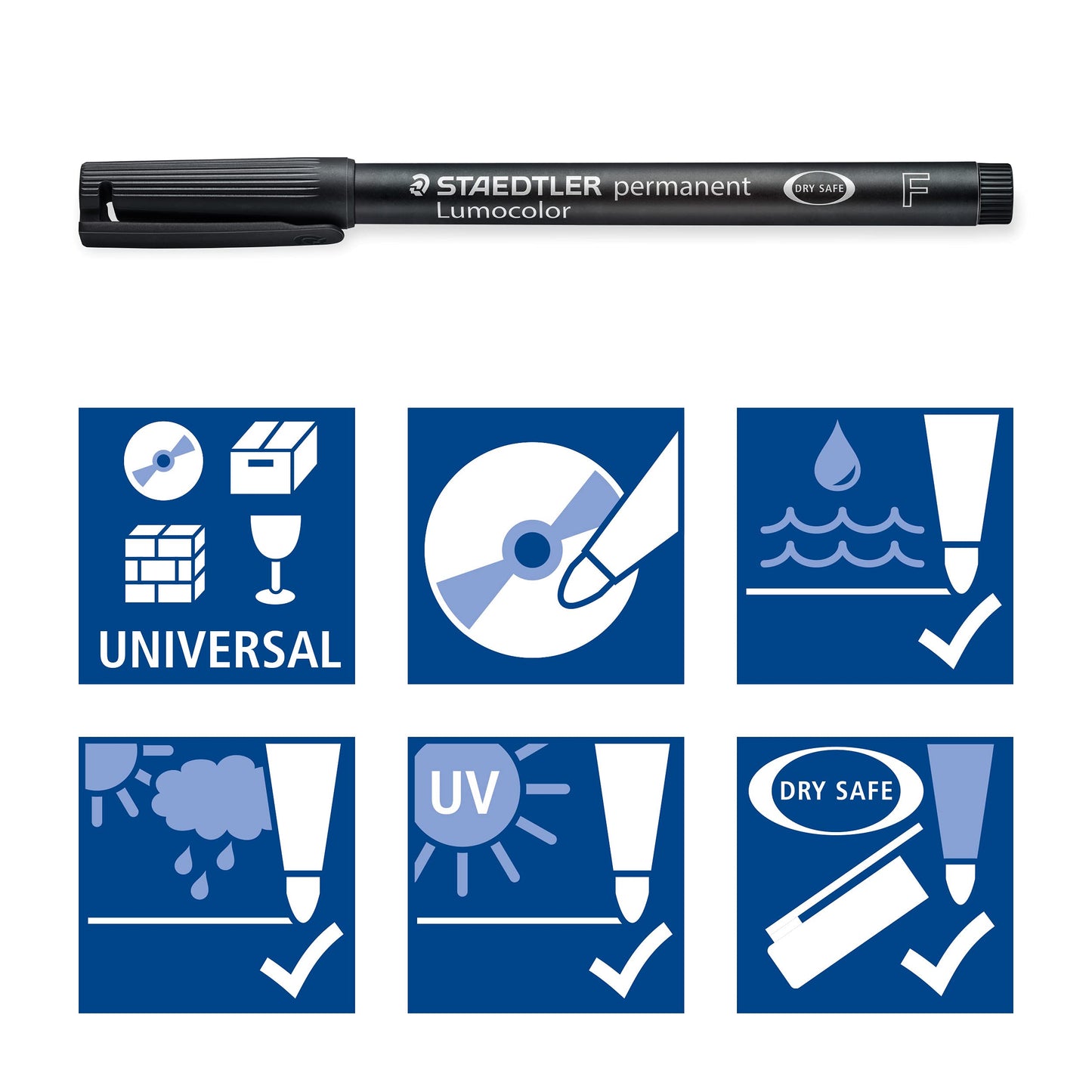 STAEDTLER 318-9 Lumocolor Permanent Pen, Fine Line Width, 0.6mm - Black (Box of 10) Box of 10 Fine Tip