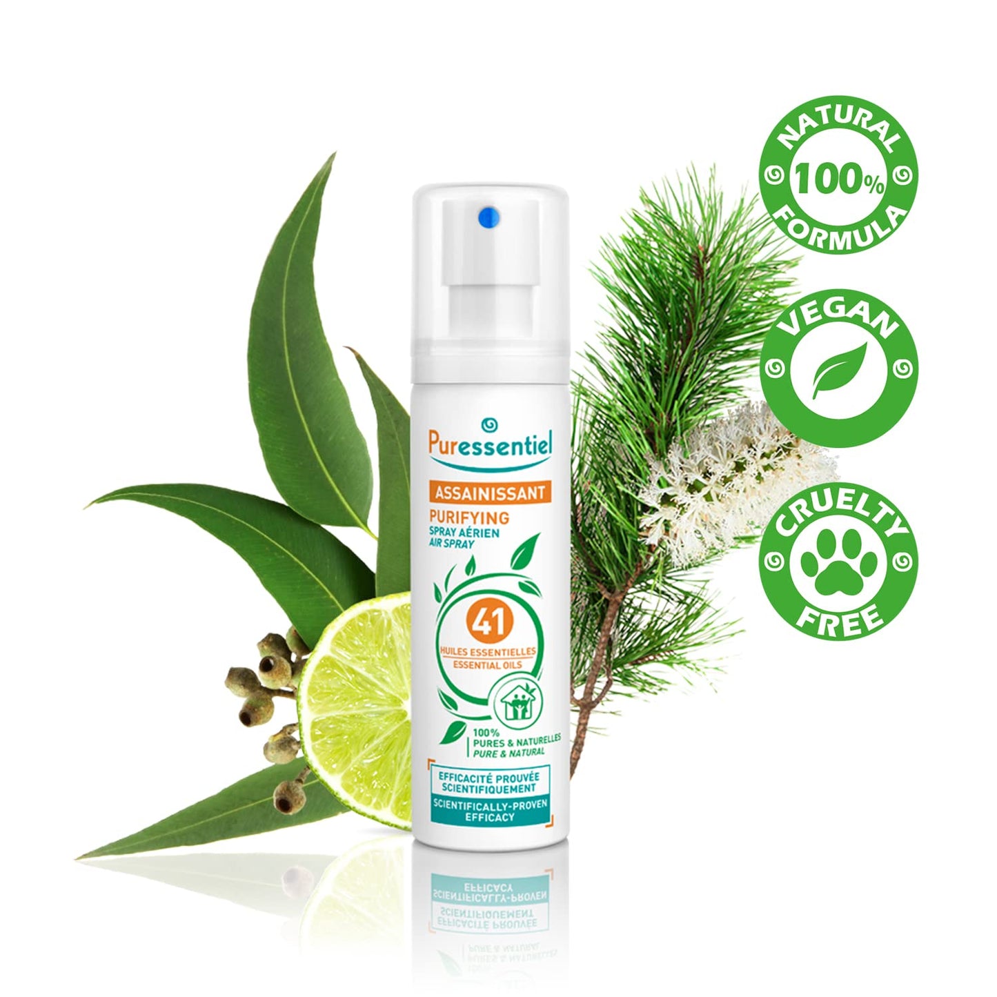 Puressentiel Purifying Air Spray 75 ml - 100% Natural Room Spray - Air Freshener - Odour Eliminator - Organic Essential Oils - For Your Home, Car & Office - Propellant gas and aerosol free