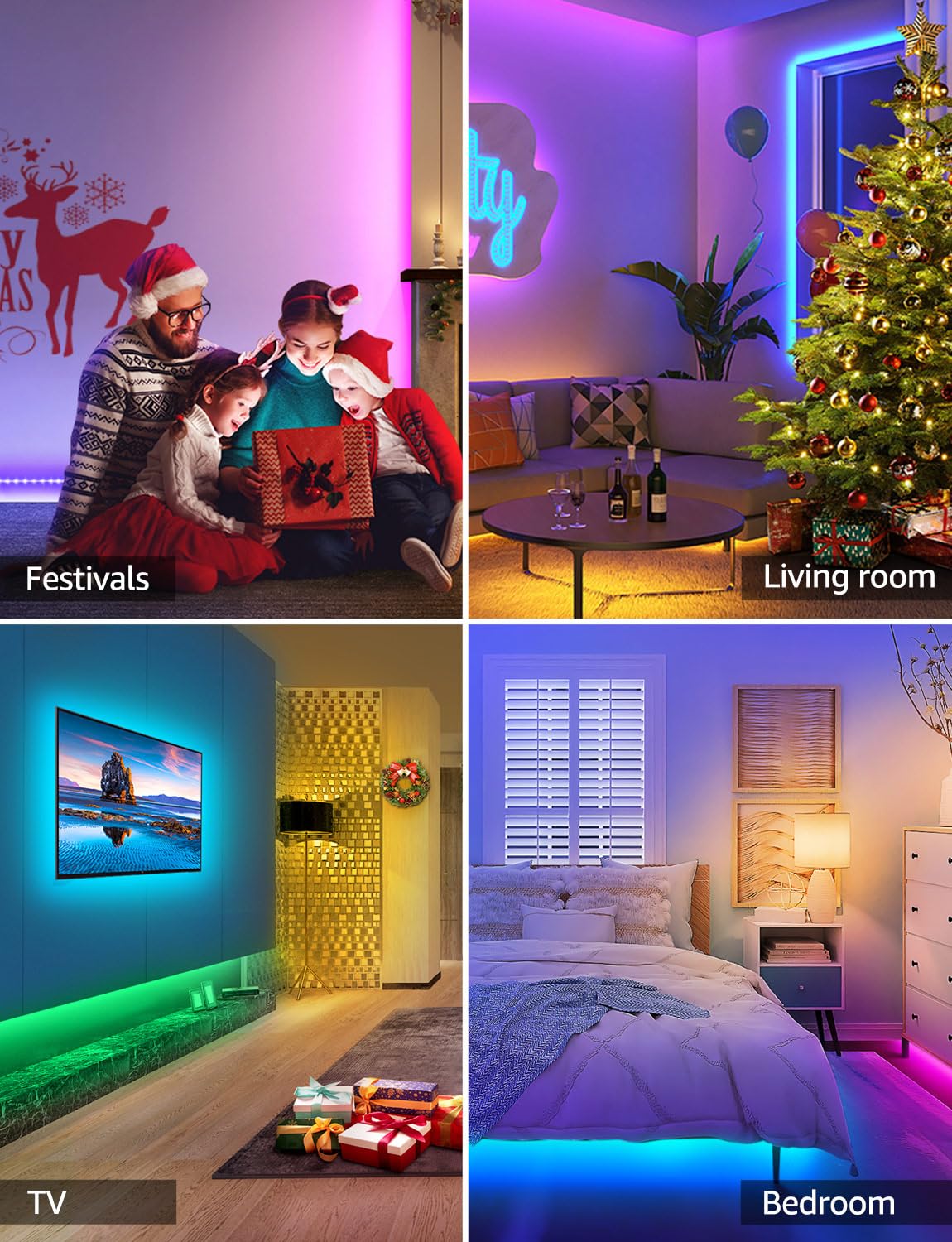 LE Alexa Smart LED Strip Light 10M (5Mx2) 300 LEDs, WiFi RGB LED Lights for Bedroom, Smart Life App Control, Works with Alexa & Google Assistant, Colour Changing Strip Lights for Kitchen Christmas