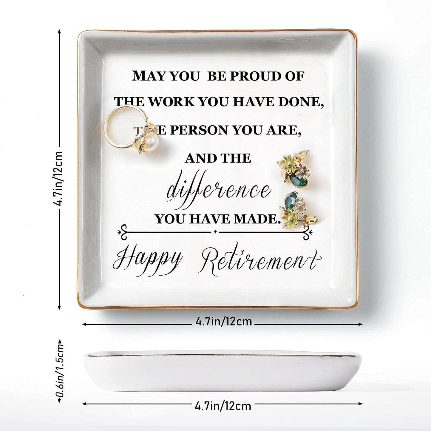 Titanape Happy Retirement Gifts for Women, Ring Dish Trinket Dish Jewellery Holder – Leaving Present Retirement Appreciation Gifts for Colleagues, Mum, Co-workers, Teacher, Female Friend, Wife, Sister