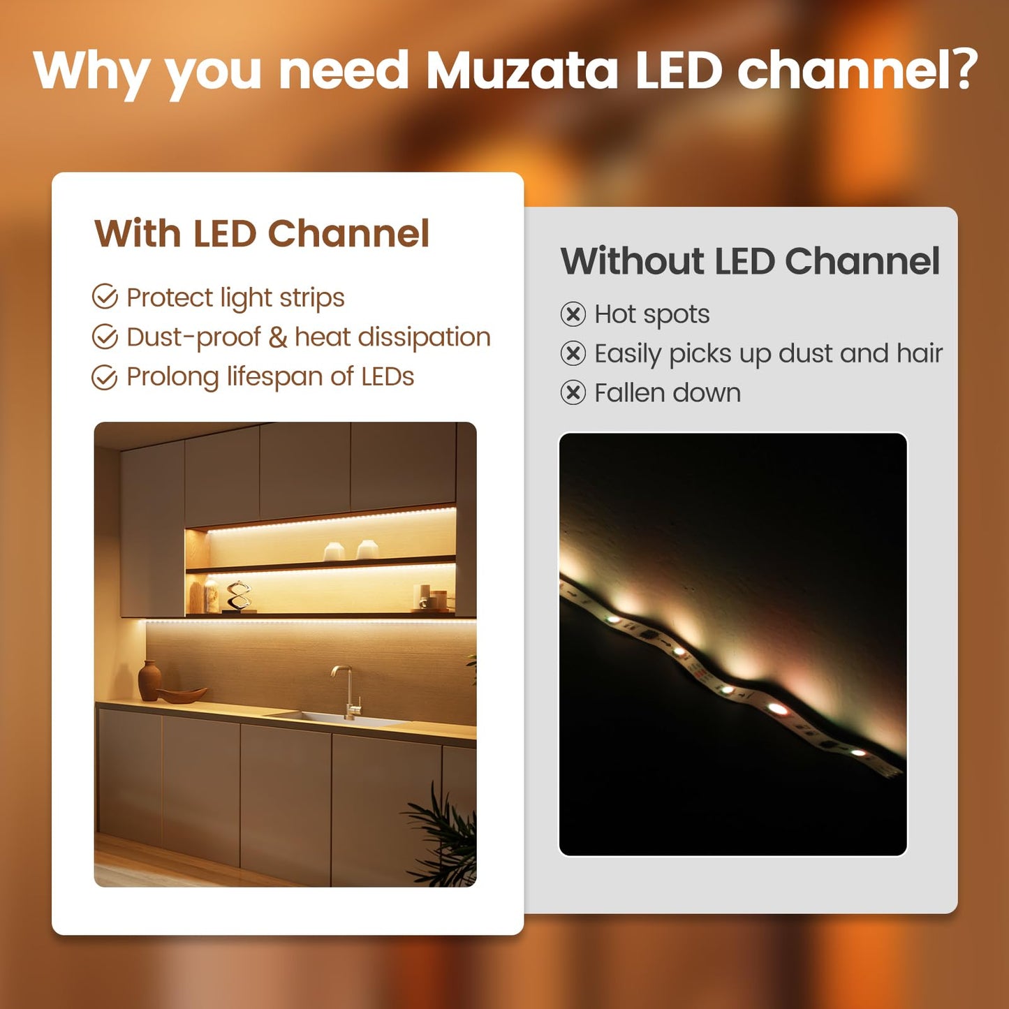 Muzata 6-Pack 3.3FT/1Meter V Shape LED Aluminum Channel System with Milky White Cover Aluminum Channel System Profile for LED Strip Lights Diffuser Under Cabinet Wall Lighting V1SW WW 1M 6Pack