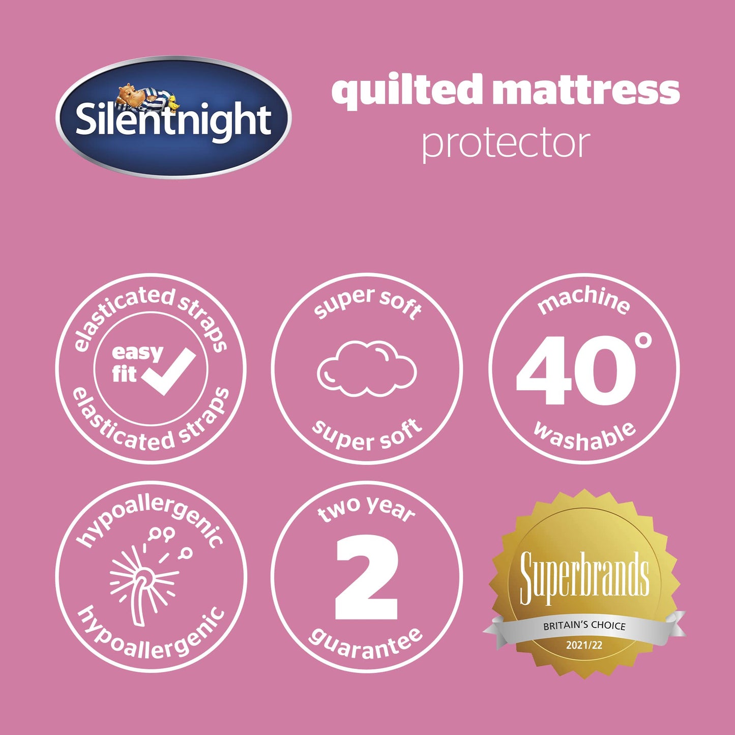 Silentnight Quilted Super Mattress Protector – Premium Luxury Mattress Cover Protector Pad with Extra Deep Elasticated Straps – Hypoallergenic, Super Soft and Machine Washable - Super King, White