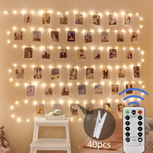 Fairy Lights for Bedroom, [2 Pack] Each 120LED 12M USB Plug in Fairy Lights With 40 Photo Clips,Copper Wire Waterproof Hanging Fairy Lights With Remote Timer,Party,Wedding,Birthday,Christmas Decor With Clip