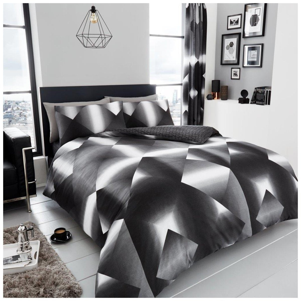 GC GAVENO CAVAILIA 3D Duvet Cover Double Bed | Reversible Bedding Sets | Polycotton Bed Covers | Black