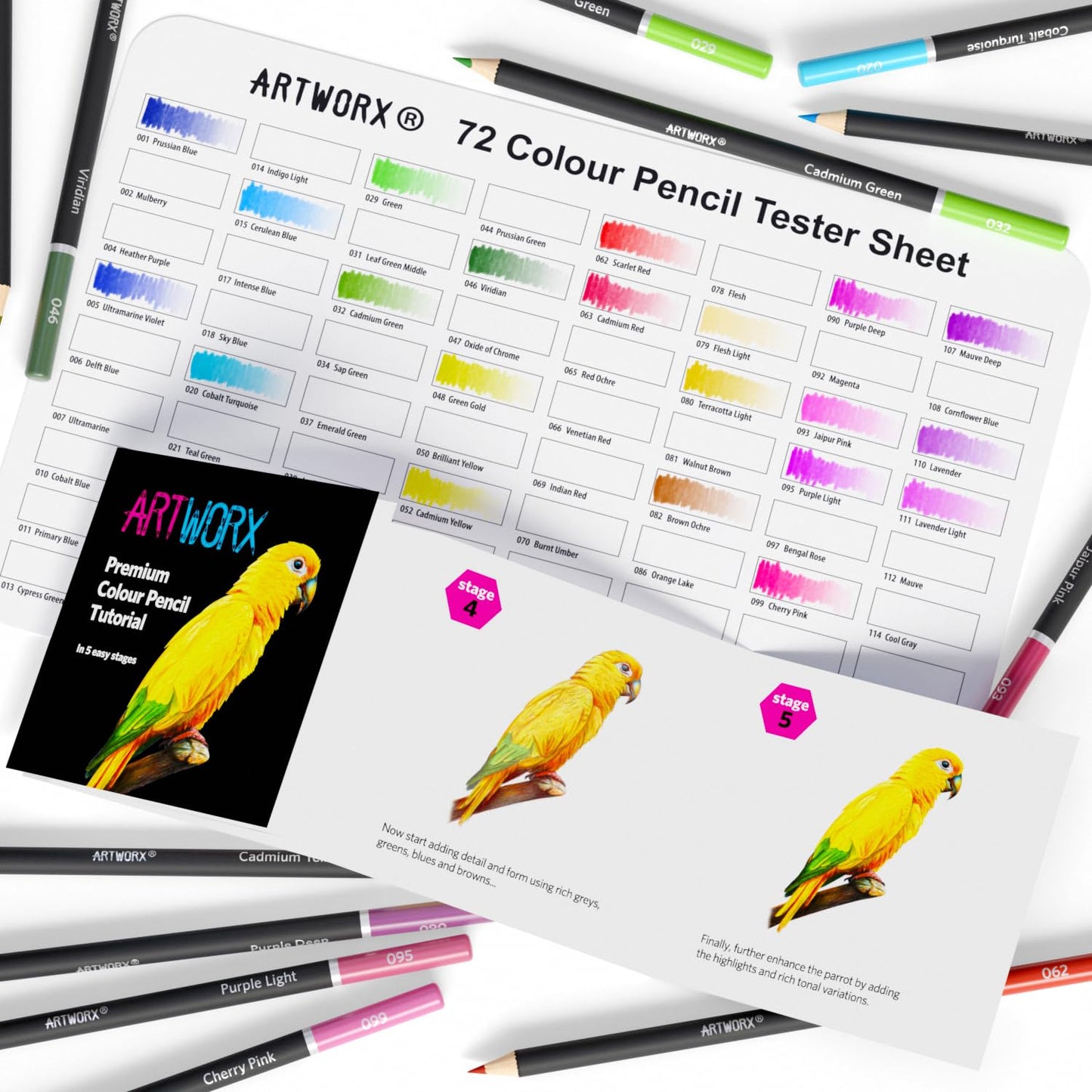 Artworx Premium Artist Colouring Pencils - 72 Coloured Pencils For Adults - Coloring Pencil Crayons Set