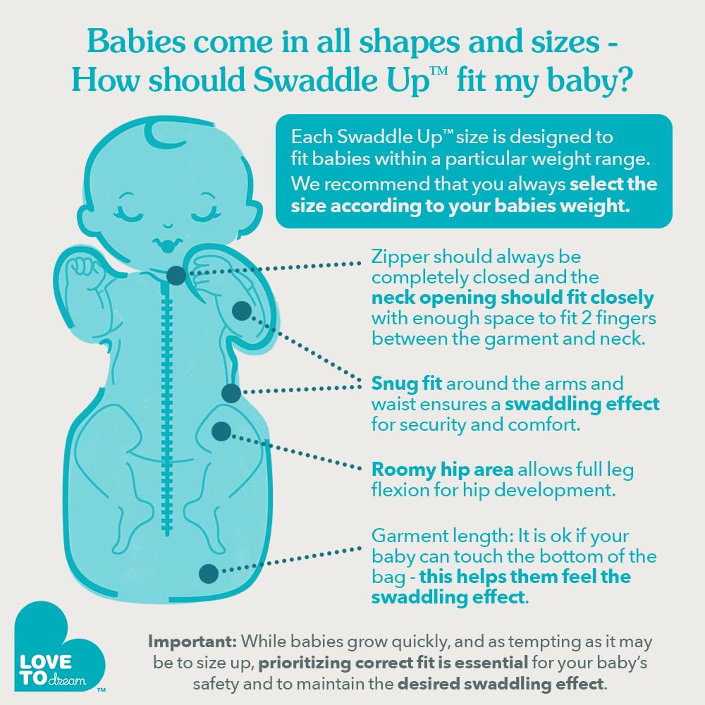 Love To Dream Swaddle Up Original, Small (3.5-6kg), Ideal Fabric for Moderate Temperatures (20-27°C), Arms Up Position, Hip-Healthy, Twin Zipper for Easy Nappy changes, Grey