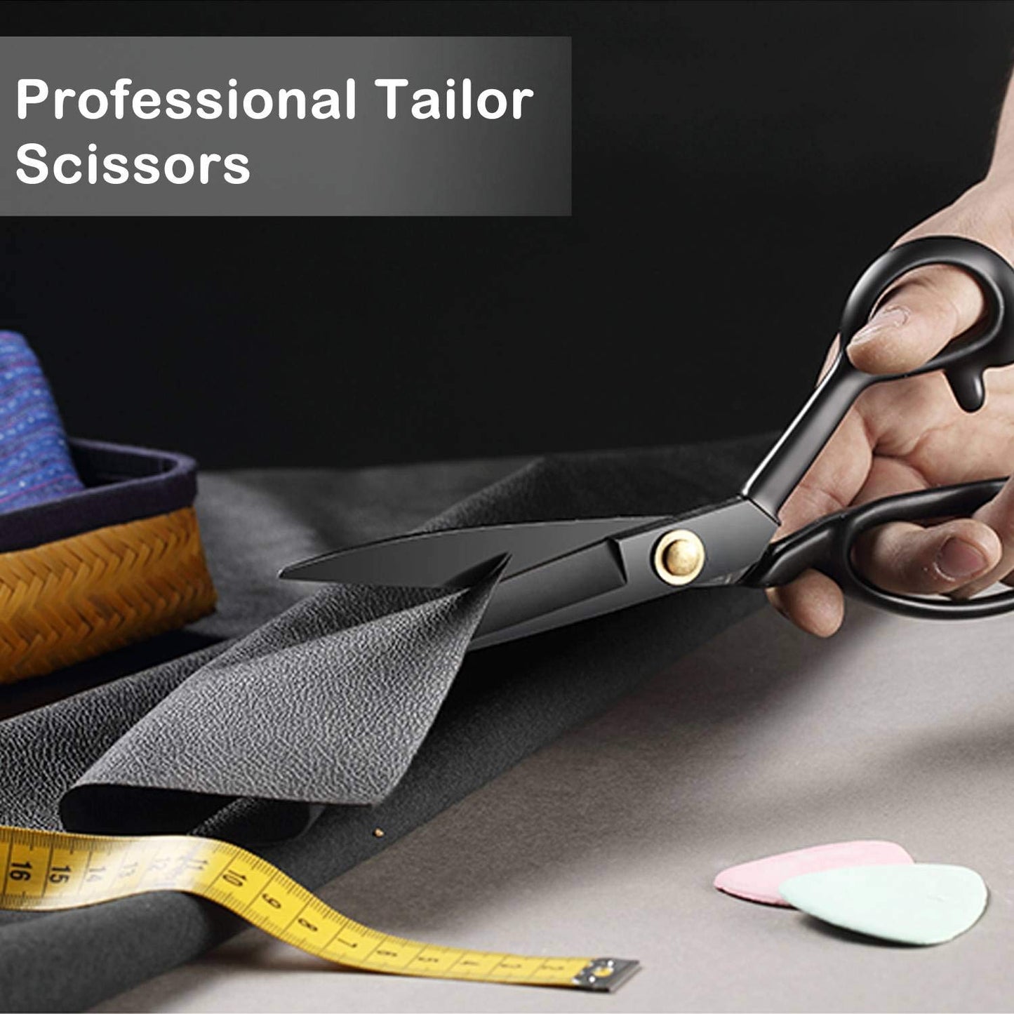 BIHRTC Professional Dressmaking Scissors Stork Scissors Tailor Scissors Sharp Dressmaker Fabric Sewing Shears 9 inch Scissor for Cloth Tailoring Altering Leather Black