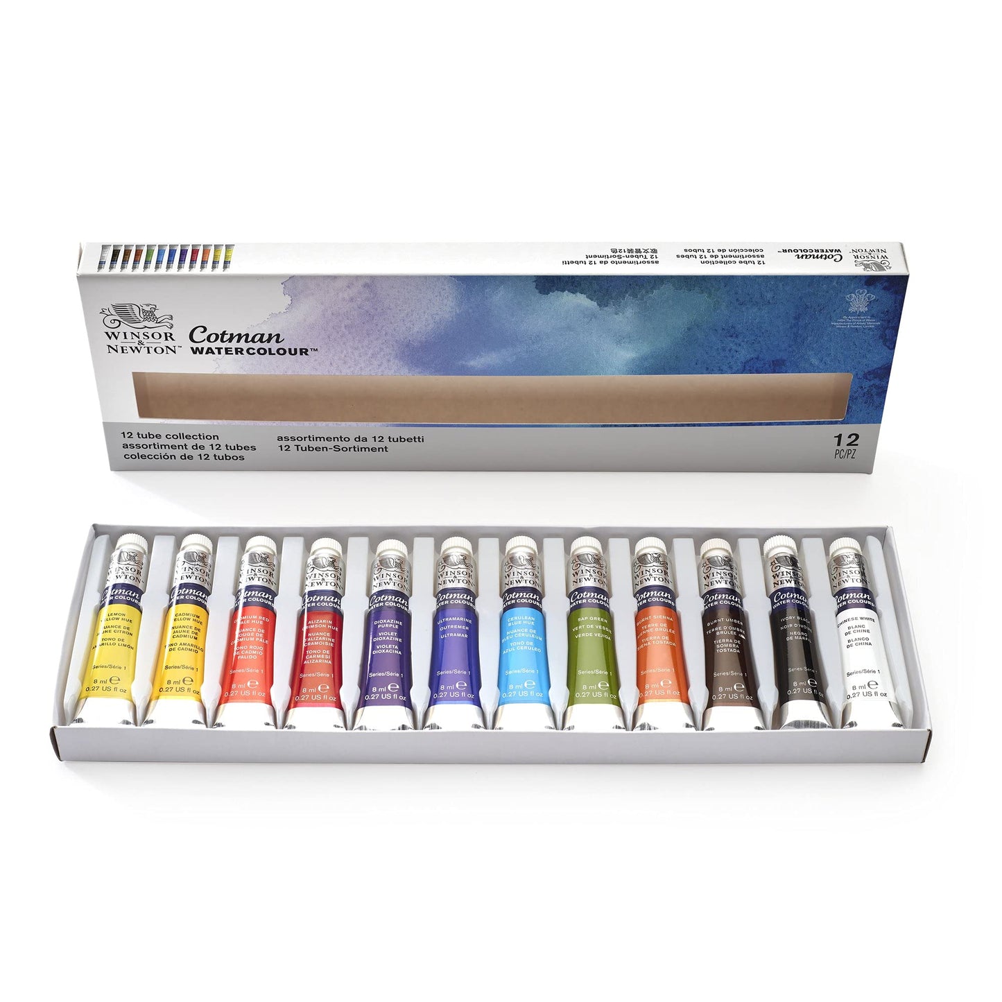 Winsor & Newton, Cotman Watercolour '12 Tube Collection' , 12 x 8ml Tubes 8 ml (Pack of 12) Single