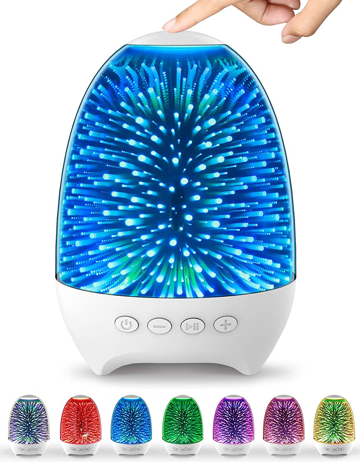 Bluetooth Speaker Night Lights, 3D Galaxy Bedside lamp Touch Control, Dimmable RGB 7 Colours Changing LED Portable Wireless Rechargeable Table Lamp for Bedroom,Best Gift for Kids, Boys, Girls 3d Galaxy Star Night Lights With Bluetooth Speaker, White