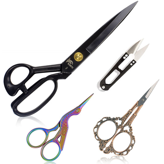 BIHRTC Professional Dressmaking Scissors Stork Scissors Tailor Scissors Sharp Dressmaker Fabric Sewing Shears 9 inch Scissor for Cloth Tailoring Altering Leather Black