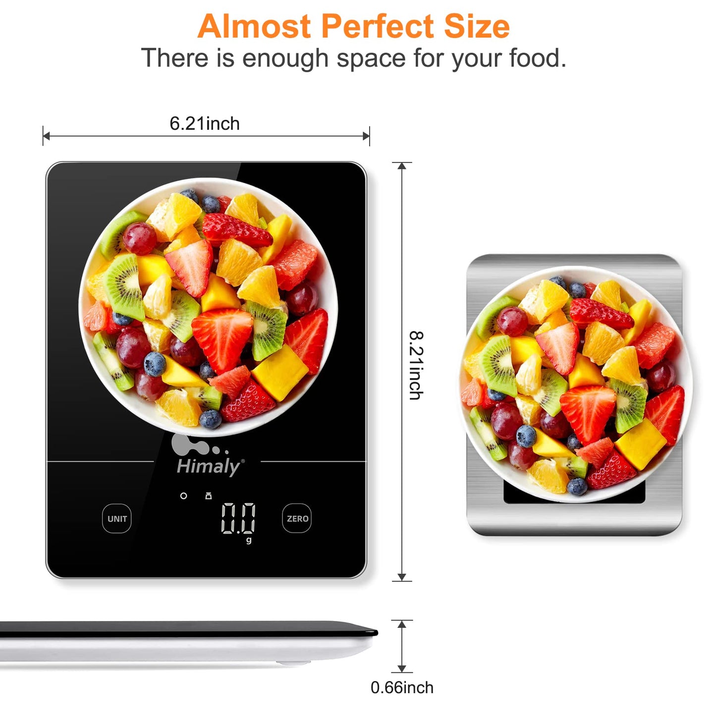 Himaly Digital Kitchen Scales Food Scale with Tempered Glass Platform,Electronic Cooking Scale with LCD Display, Multifunction Weighing Scale for Baking, Tare Functio,5kg/11LB 5kg-Black