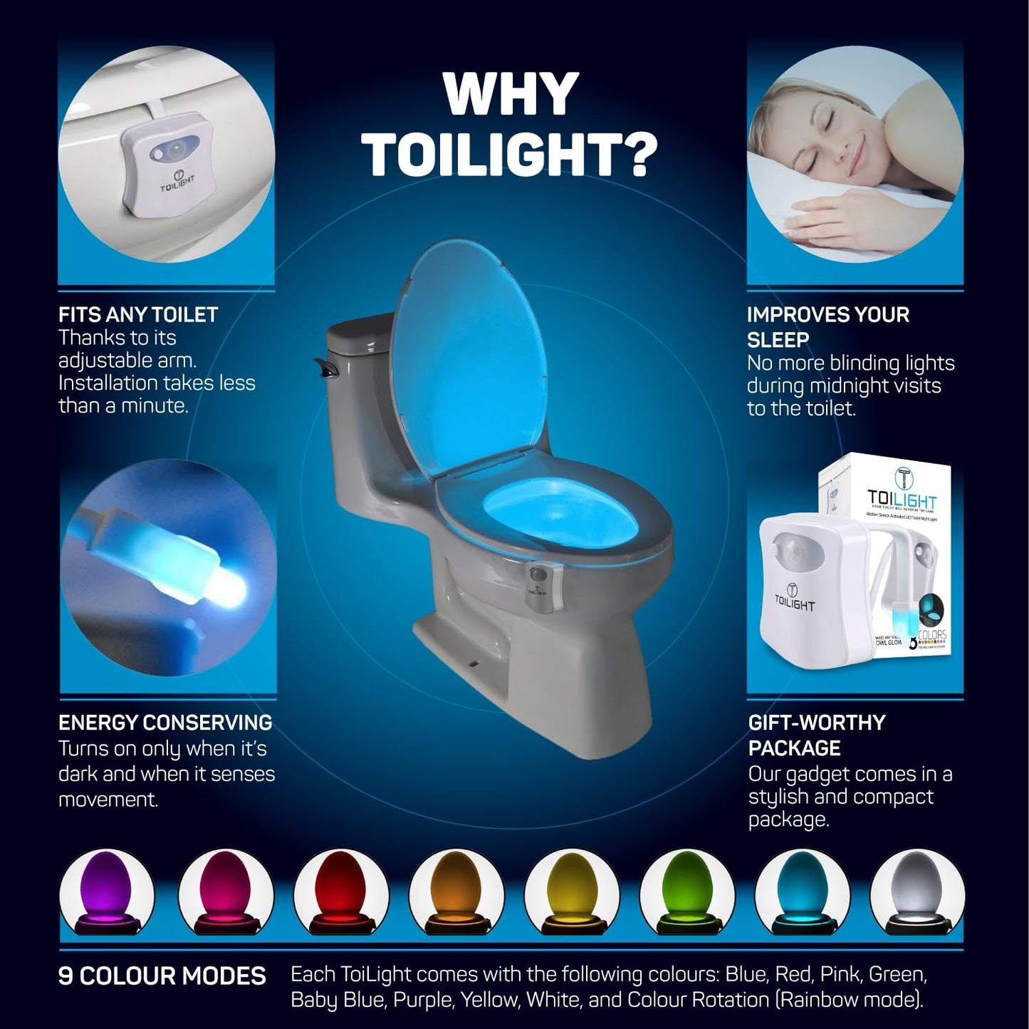 The Original Toilet Bowl Night Light. Motion Sensor Home Gadgets for Men Women Dad Gifts for Men Fathers Day Christmas. Funny Novelty Bathroom Accessory. Birthday Presents. Fun Cool Gadgets Gift Single unit