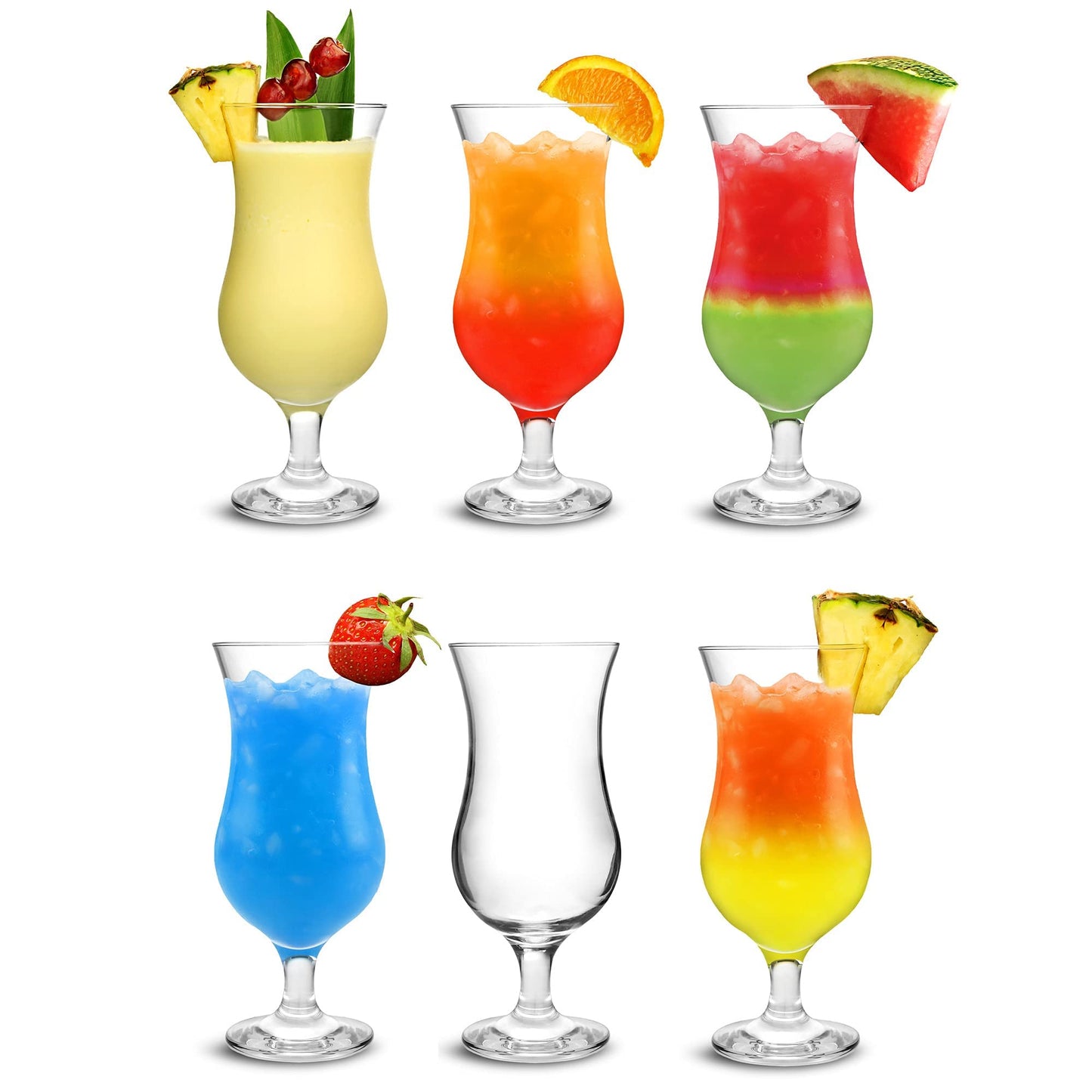 City Pina Colada Glasses 15.75oz / 450ml - Set of 6 - Gift Boxed Classic Poco Grande Hurricane Glassware 6 Count (Pack of 1)