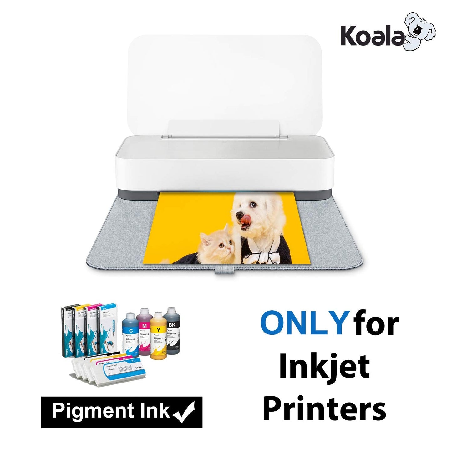 KOALA Premium Inkjet Iron On T Shirt Transfer Paper for Black and Dark Fabrics x 10 Sheets, A4. Vivid, Long-Lasting Images. Easy to Use A4, 10 Sheets