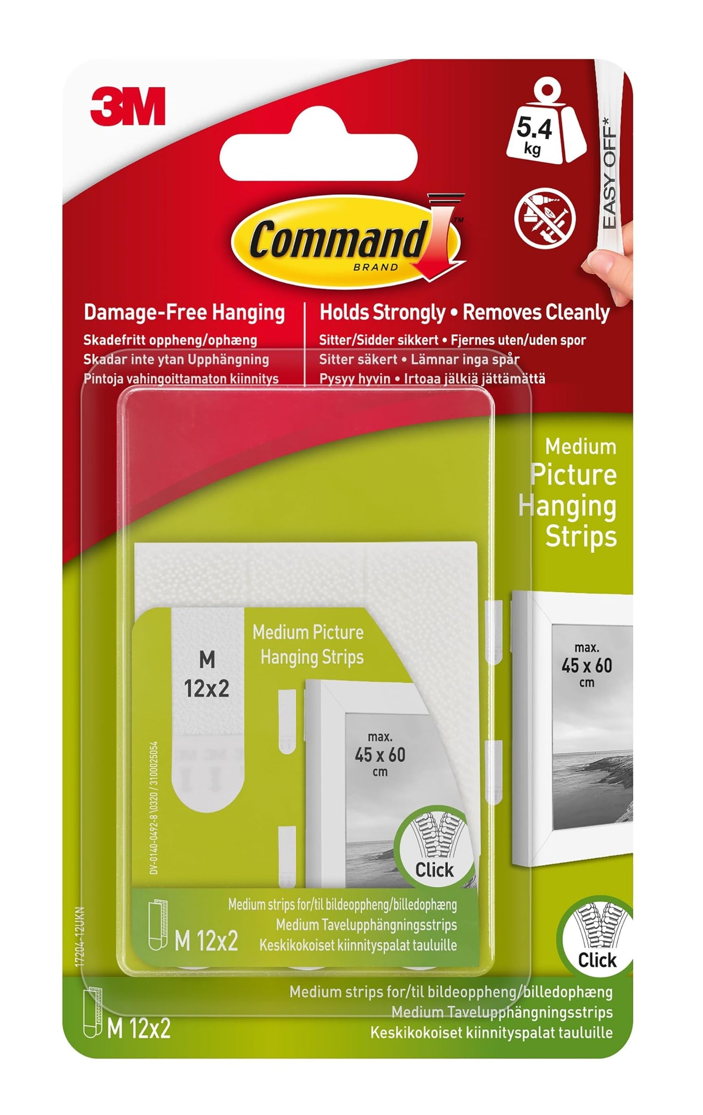 Command Medium Picture Hanging Strips 12 Sets Value Pack Plastic packaging - 12 pairs